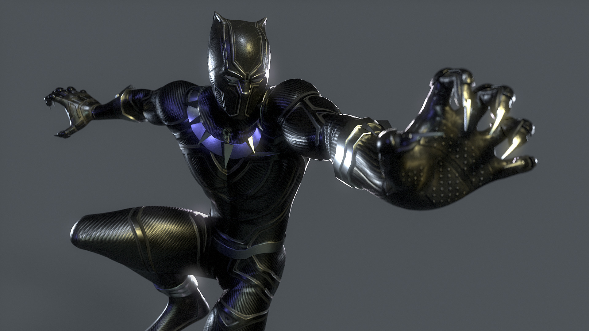 Black Panther Rig Low-poly 3D model_4