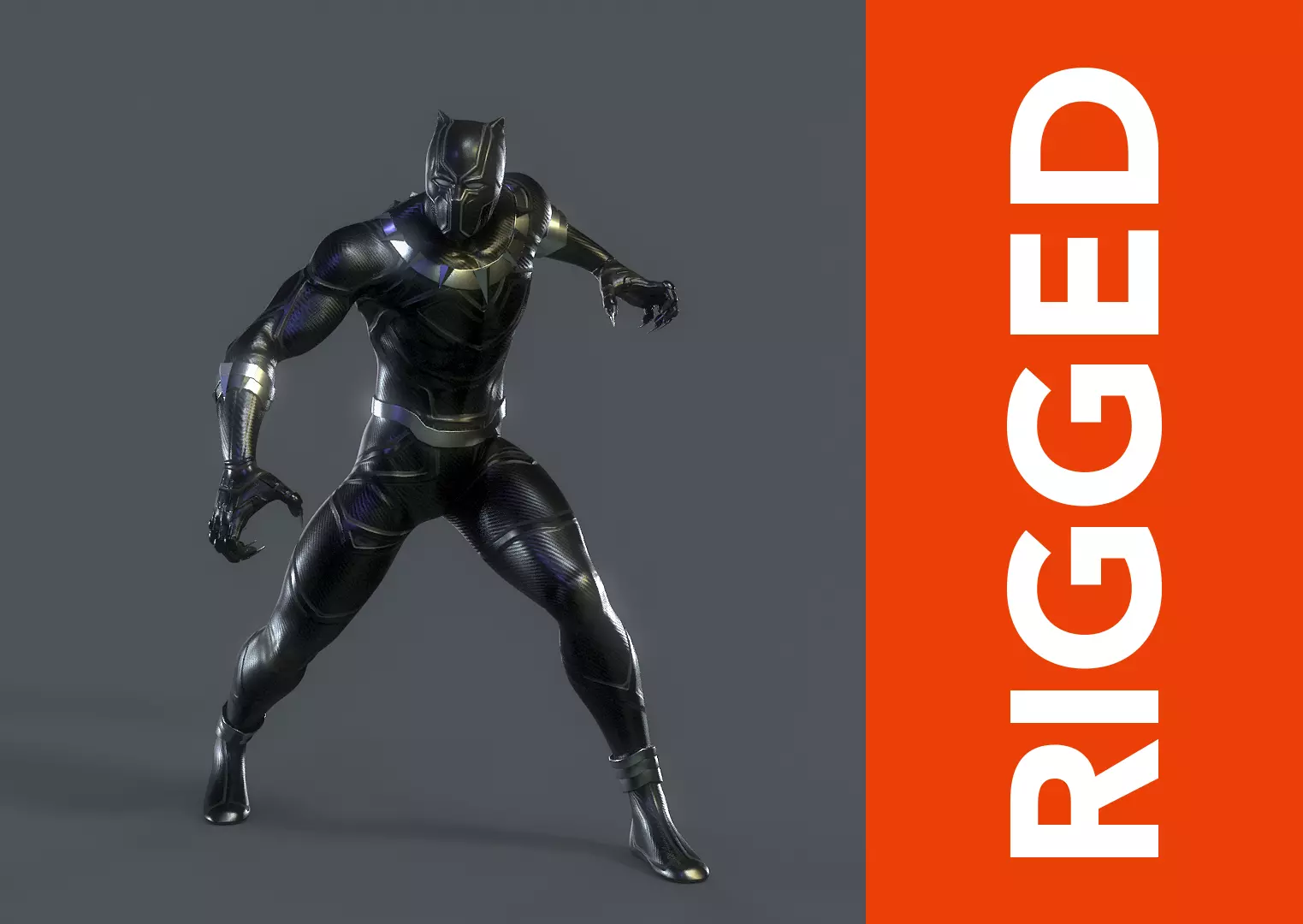 Black Panther Rig Low-poly 3D model_0