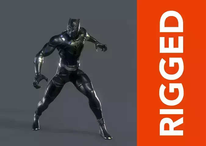 Black Panther Rig Low-poly 3D model