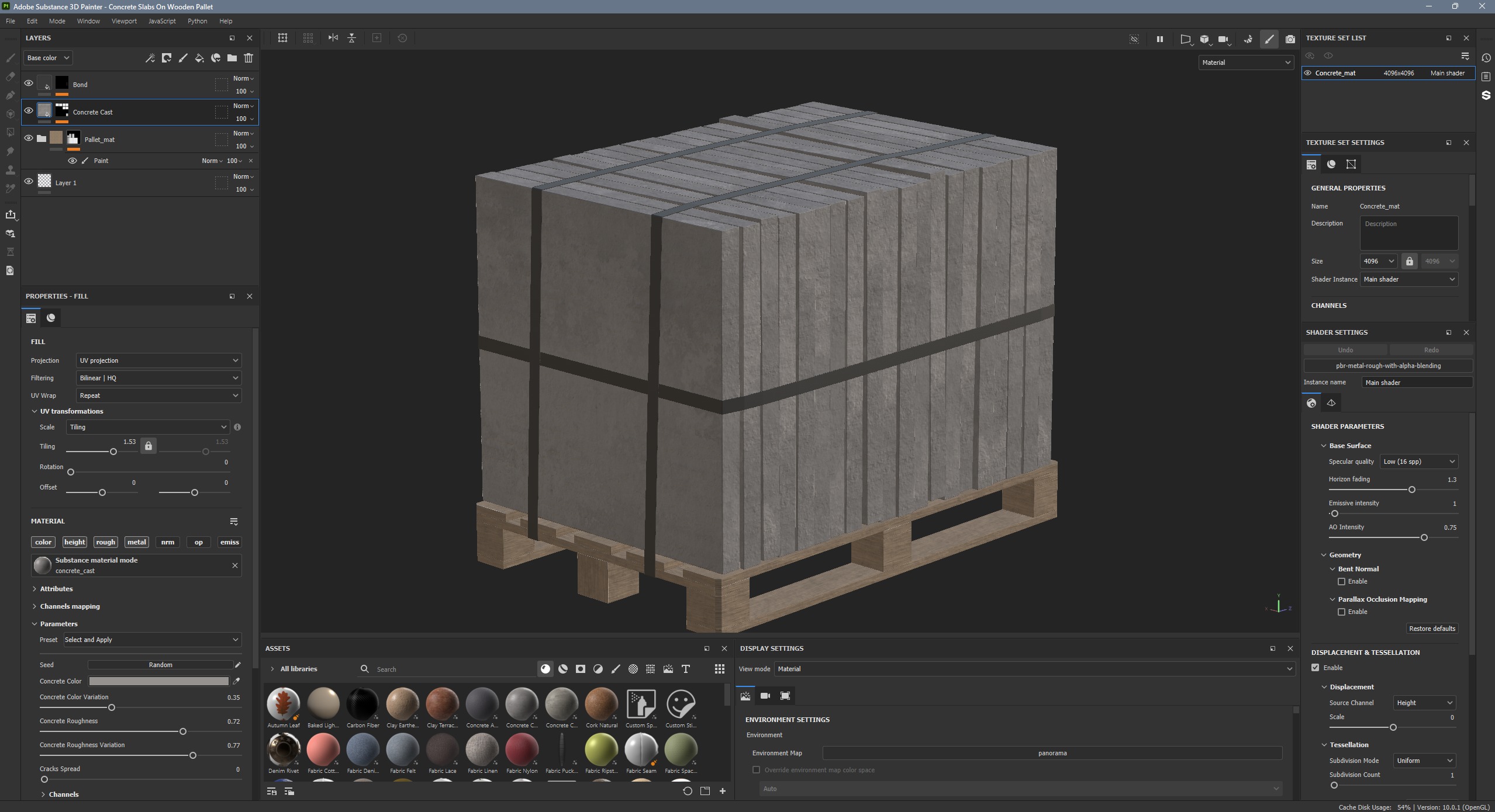 Concrete Slabs On Wooden Pallet Low-poly 3D model_14