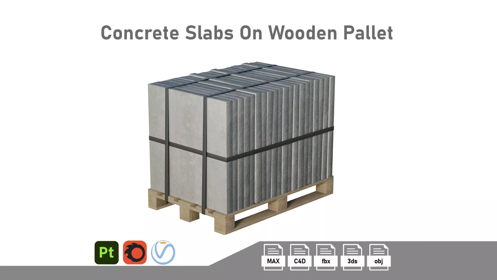 Concrete Slabs On Wooden Pallet Low-poly 3D model_0