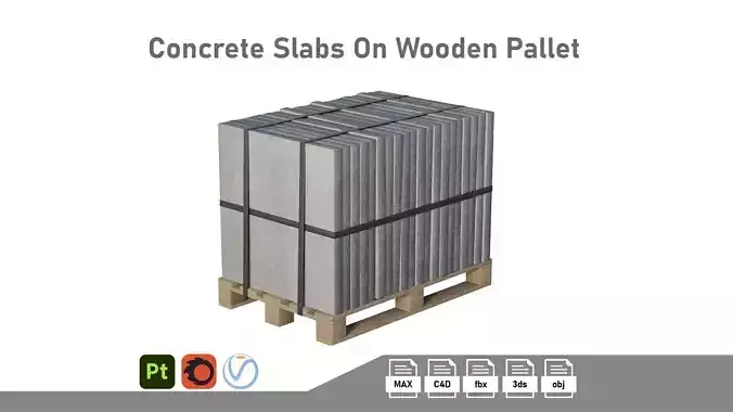 Concrete Slabs On Wooden Pallet Low-poly 3D model