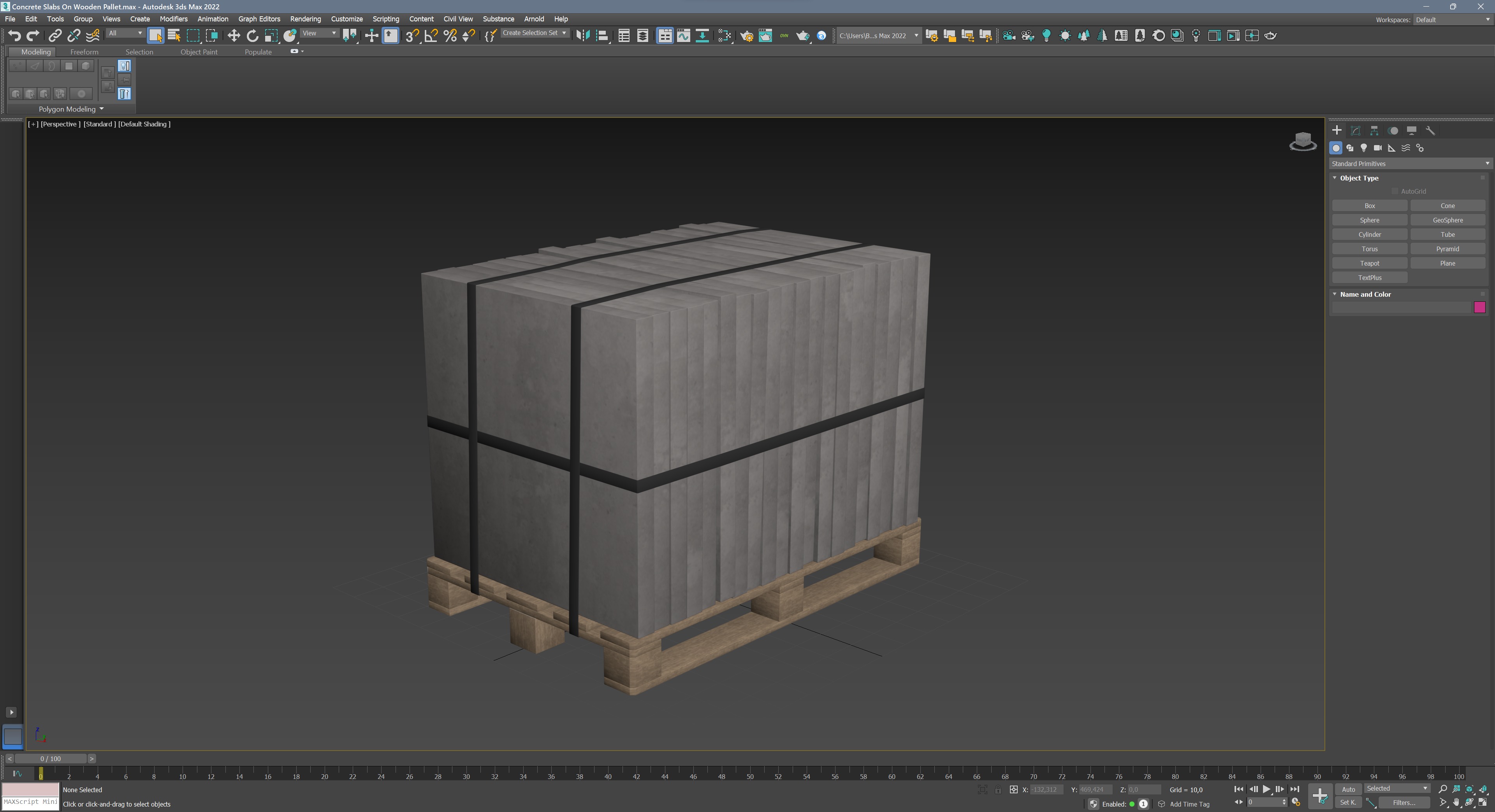 Concrete Slabs On Wooden Pallet Low-poly 3D model_13