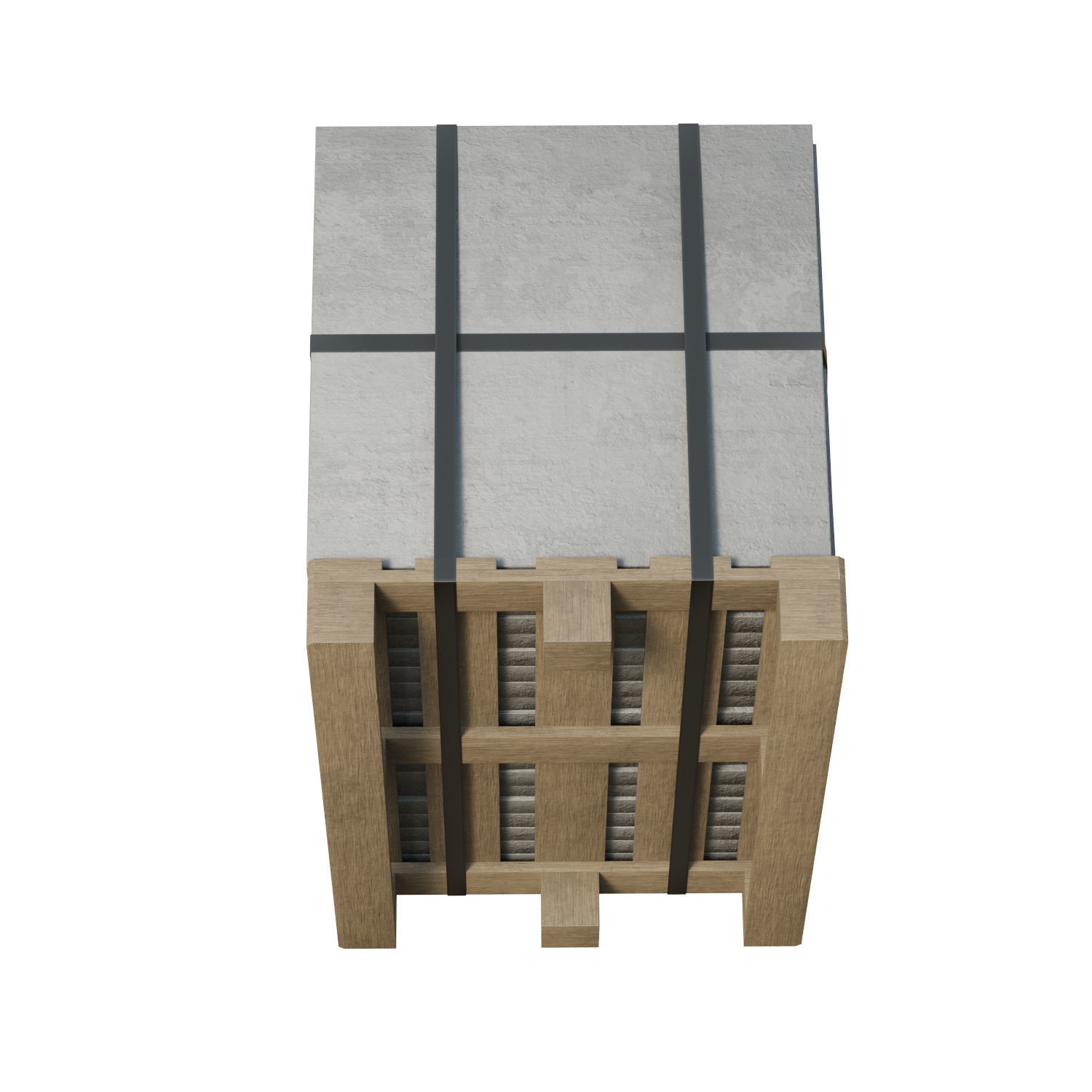 Concrete Slabs On Wooden Pallet Low-poly 3D model_9