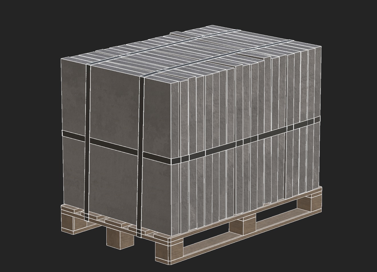 Concrete Slabs On Wooden Pallet Low-poly 3D model_15