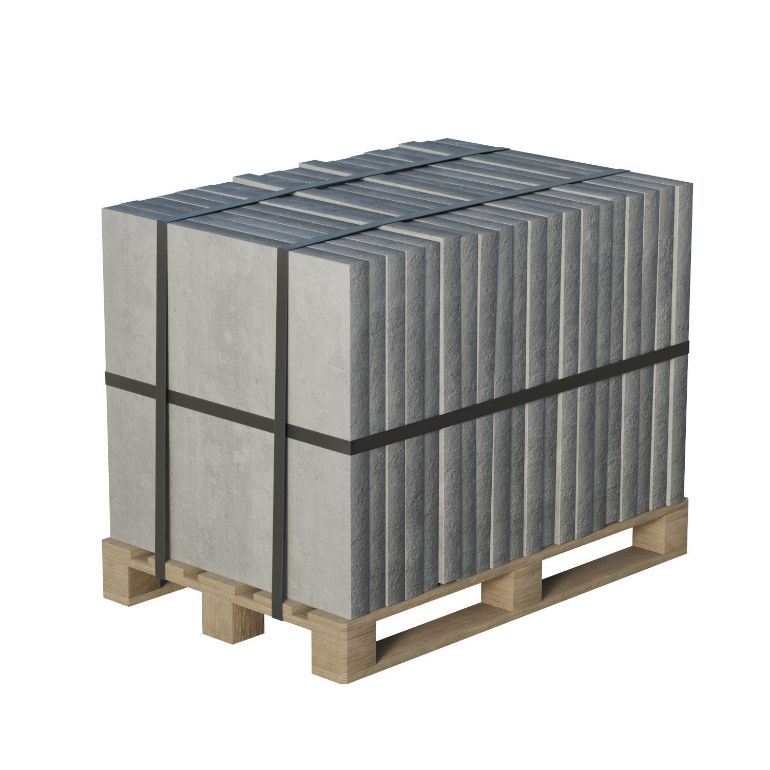 Concrete Slabs On Wooden Pallet Low-poly 3D model_2