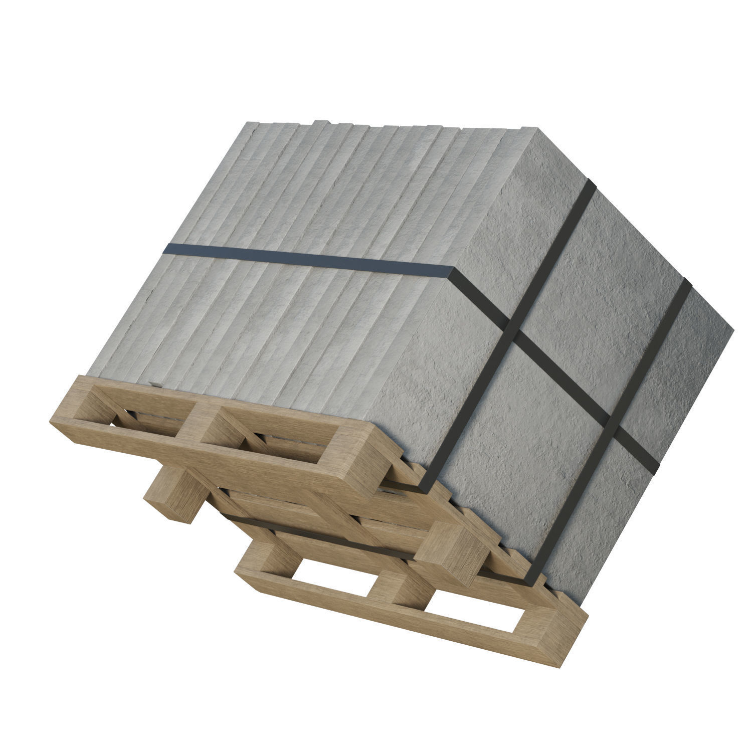 Concrete Slabs On Wooden Pallet Low-poly 3D model_8