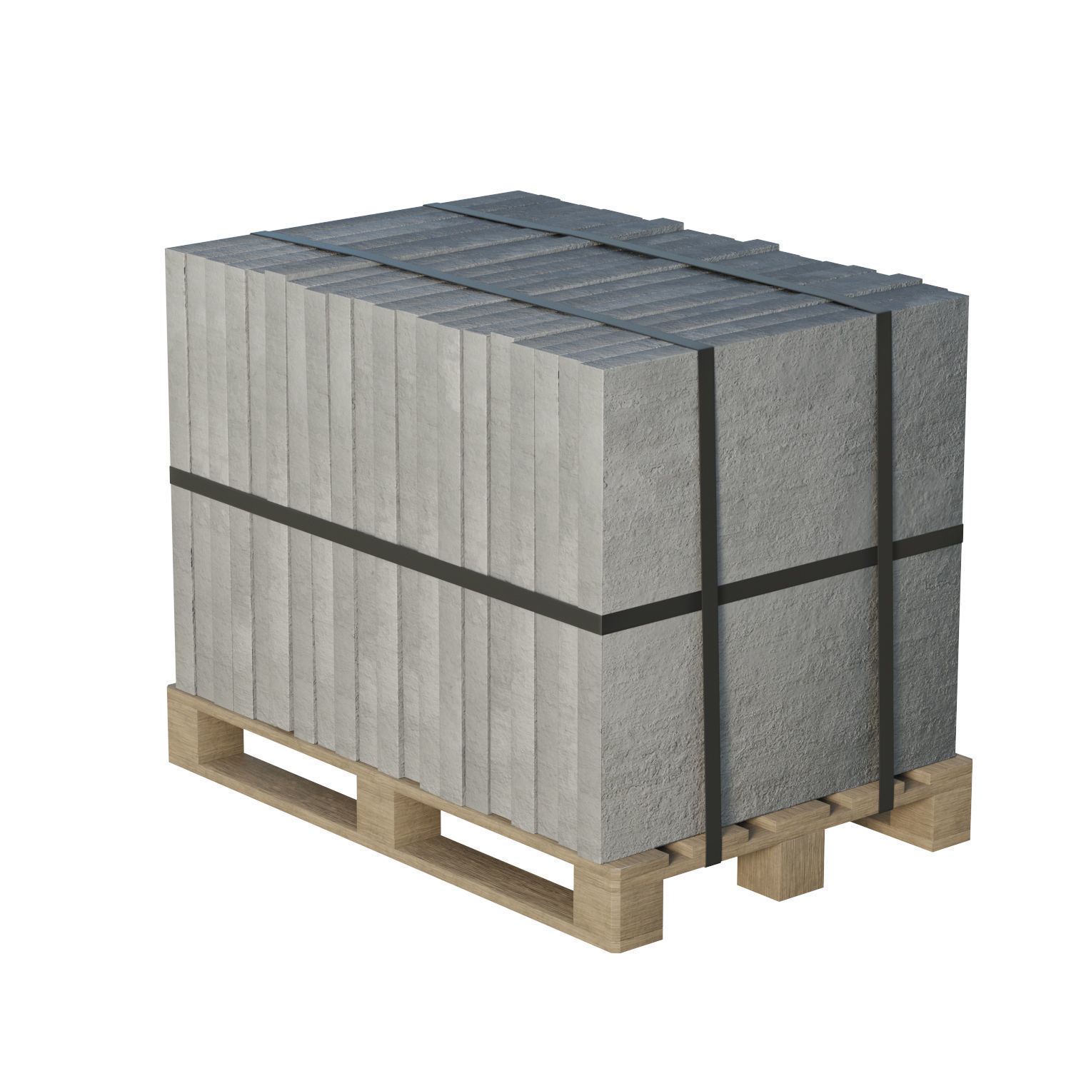 Concrete Slabs On Wooden Pallet Low-poly 3D model_4