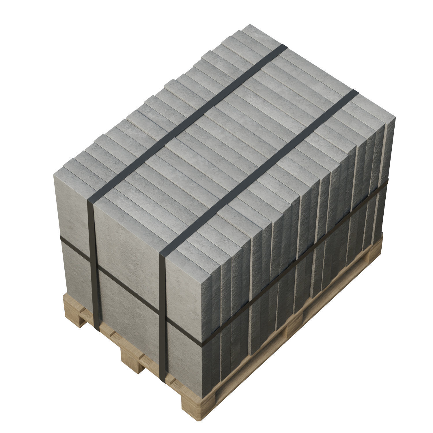 Concrete Slabs On Wooden Pallet Low-poly 3D model_6