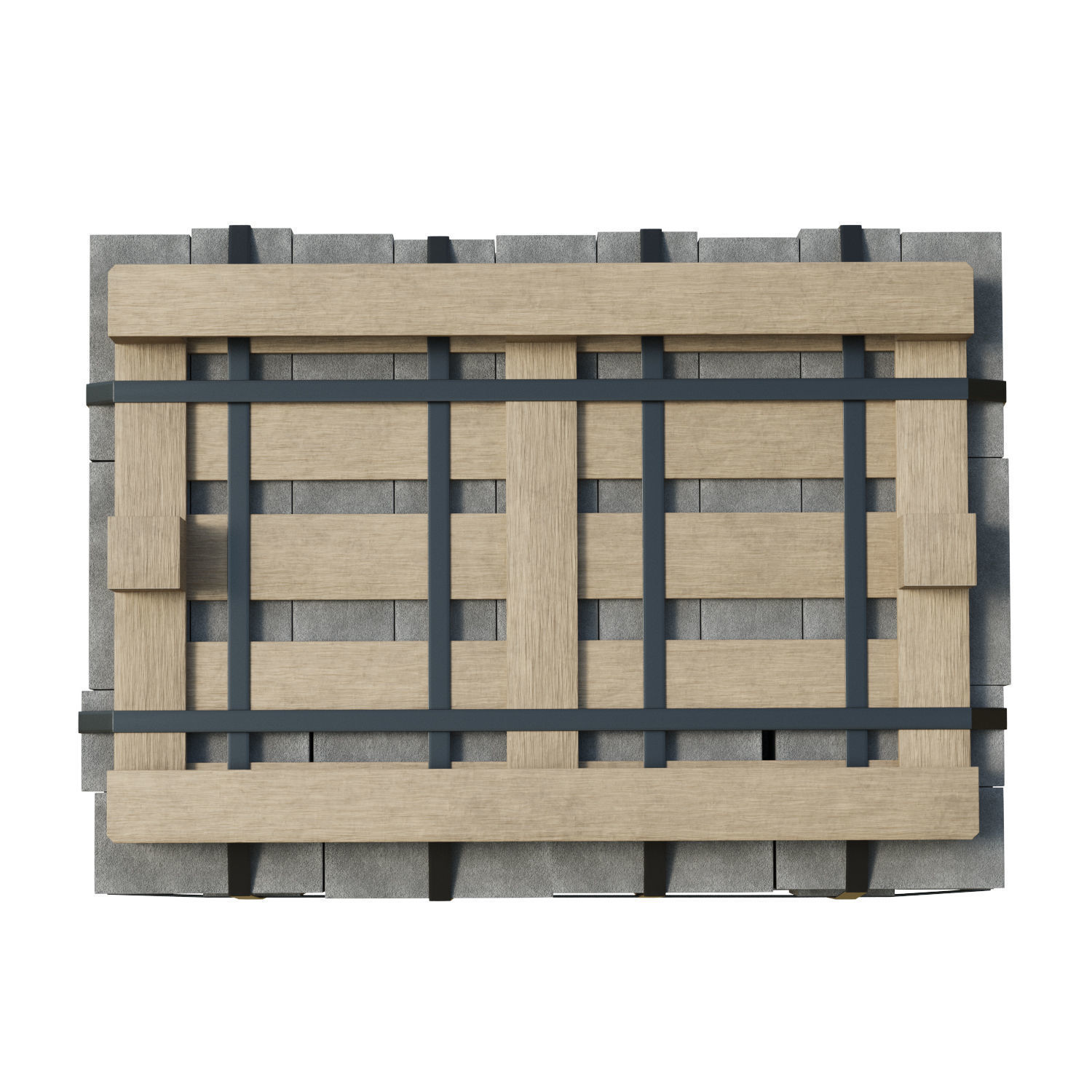 Concrete Blocks On Wood Pallet Low-poly 3D model_9