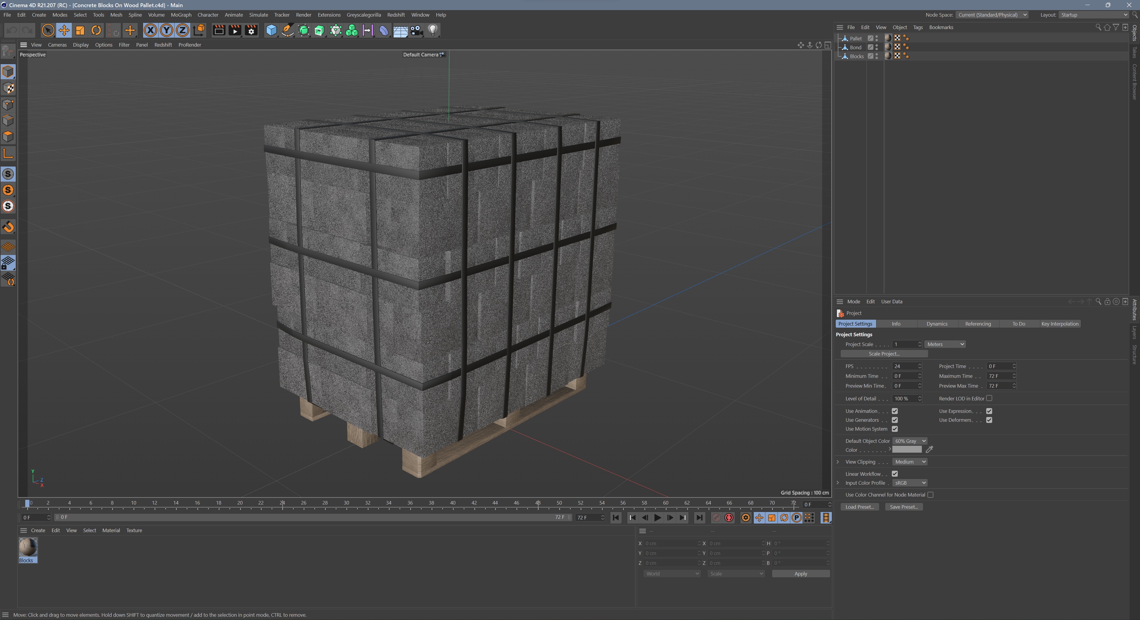 Concrete Blocks On Wood Pallet Low-poly 3D model_11
