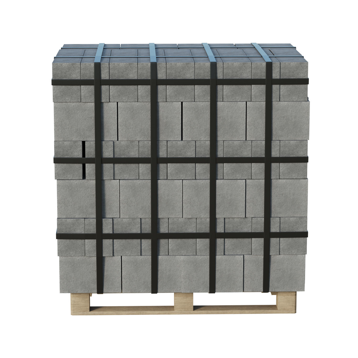 Concrete Blocks On Wood Pallet Low-poly 3D model_2