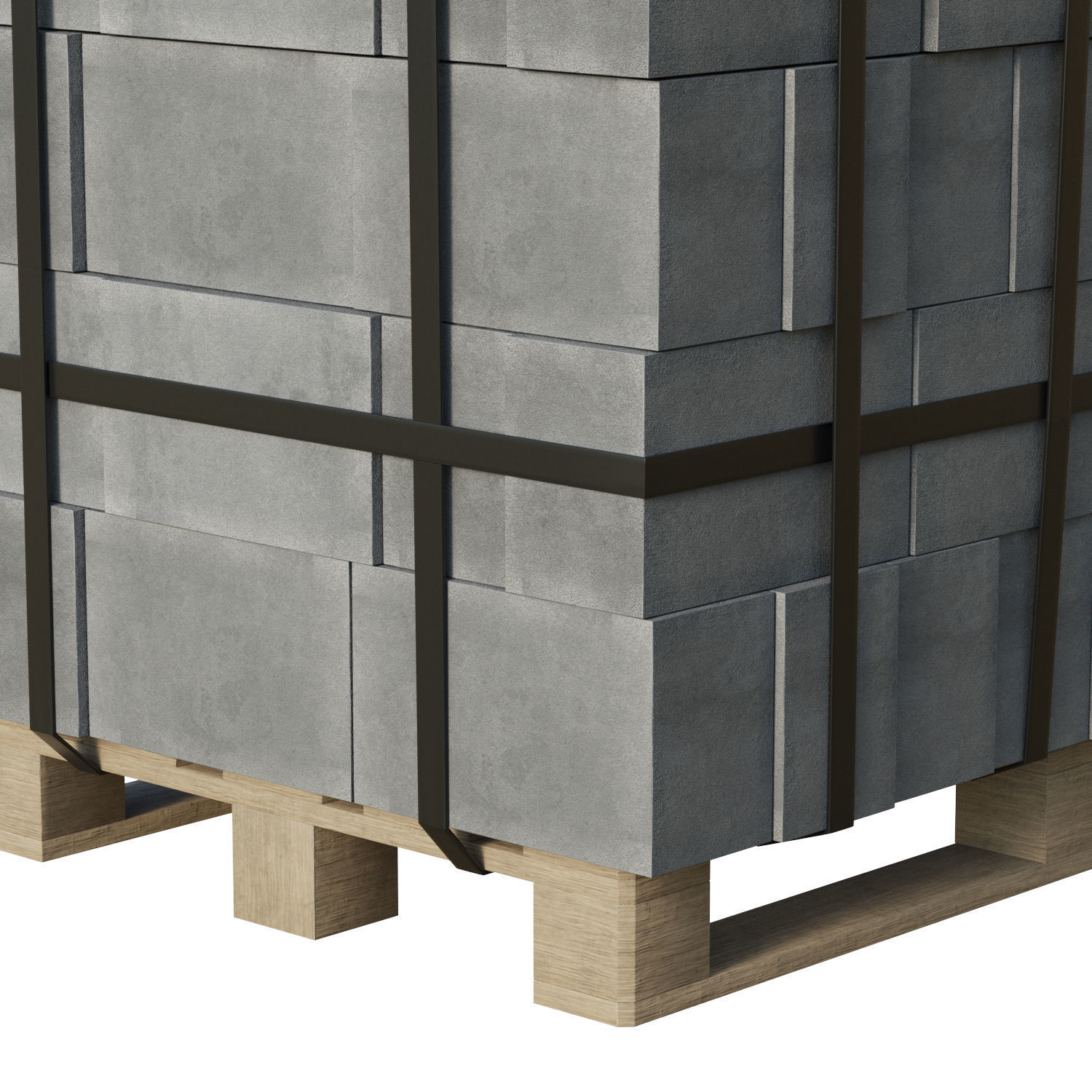 Concrete Blocks On Wood Pallet Low-poly 3D model_5