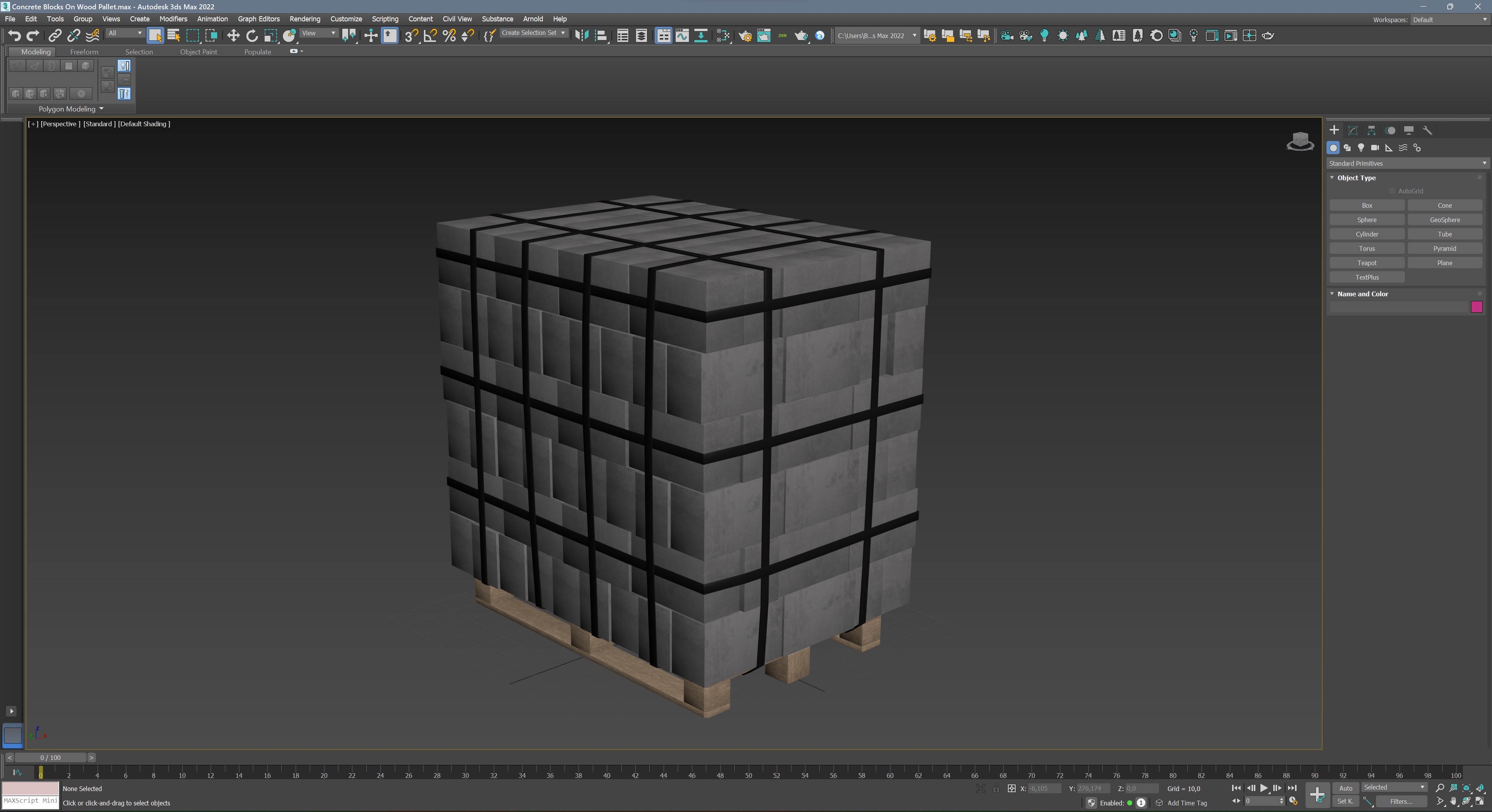Concrete Blocks On Wood Pallet Low-poly 3D model_12