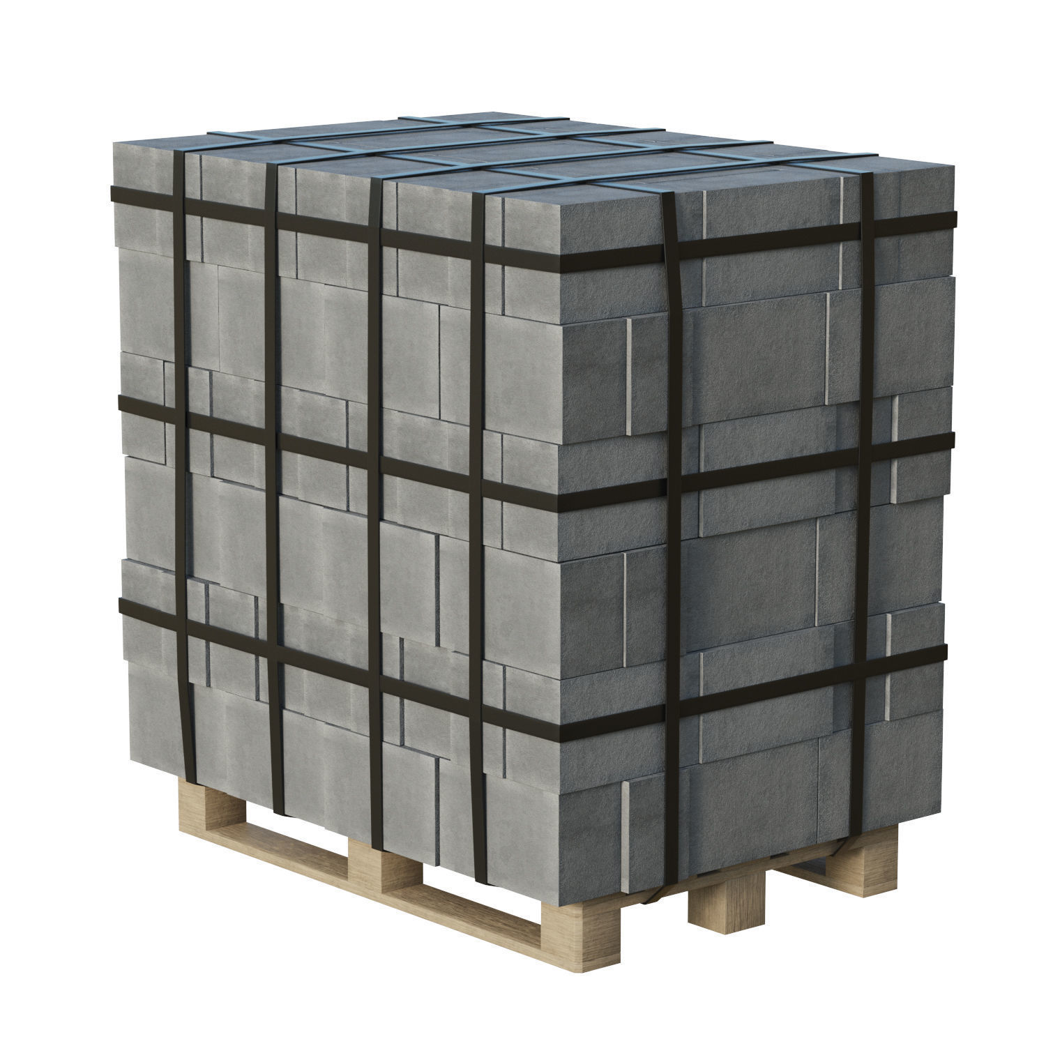 Concrete Blocks On Wood Pallet Low-poly 3D model_3