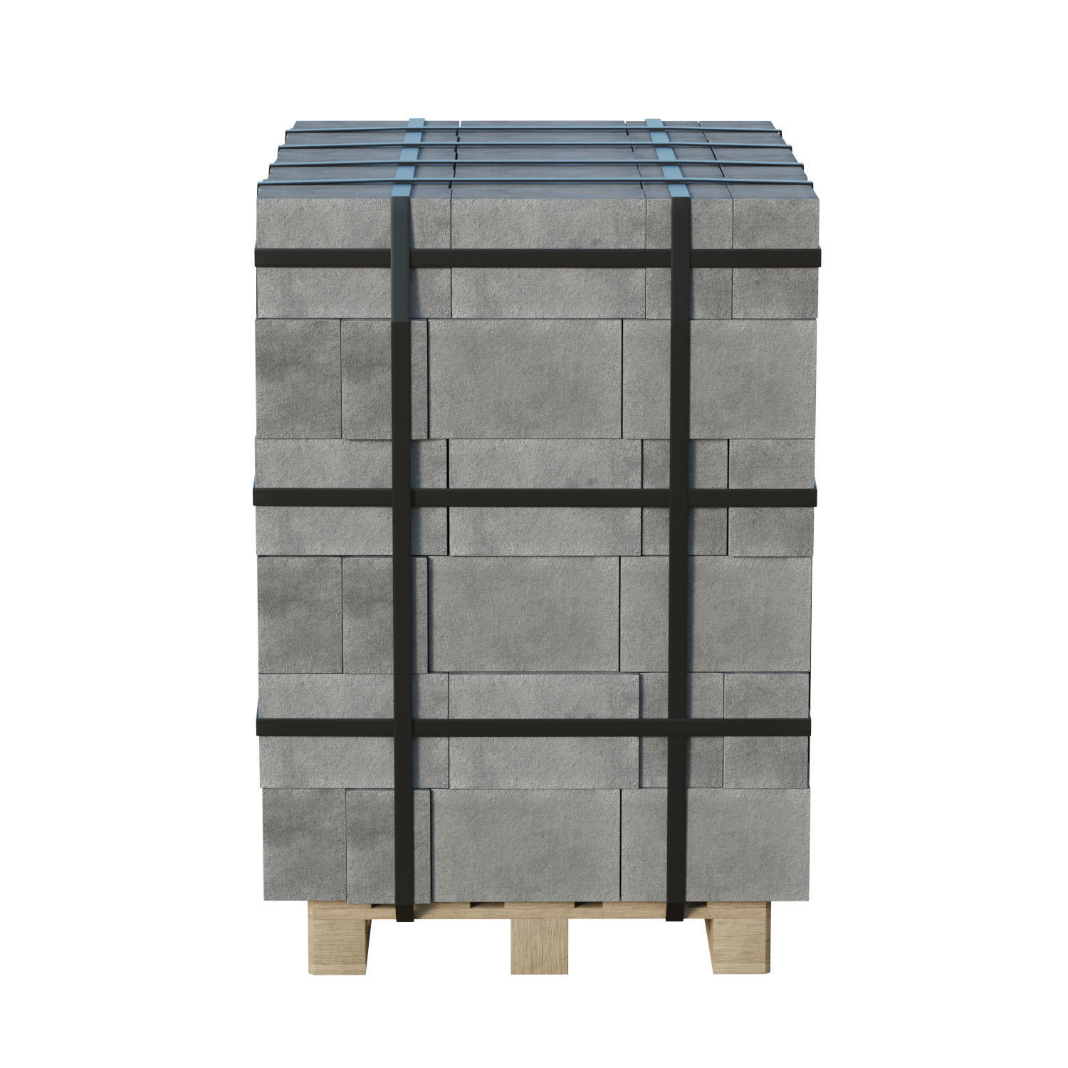 Concrete Blocks On Wood Pallet Low-poly 3D model_4