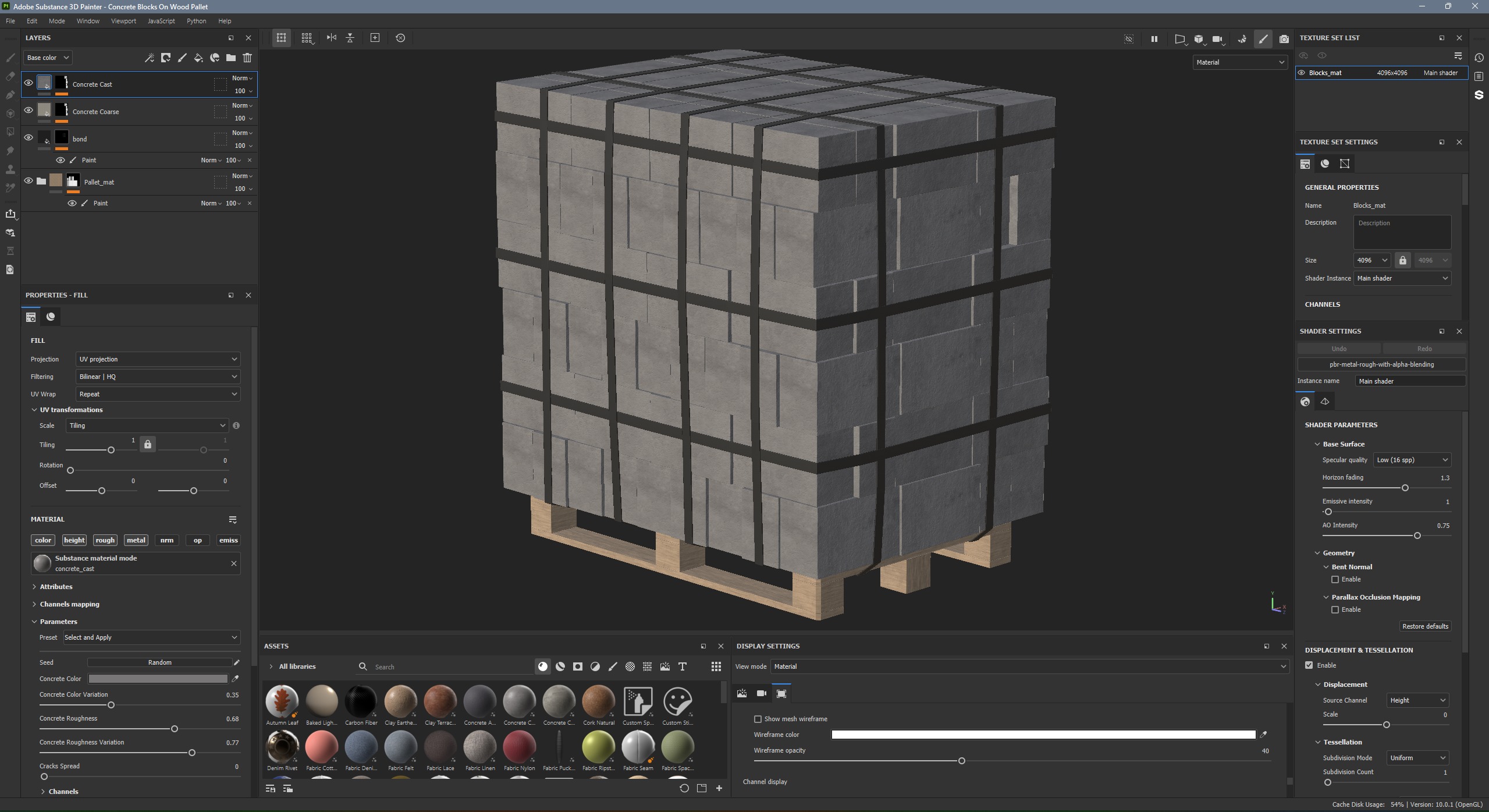 Concrete Blocks On Wood Pallet Low-poly 3D model_13