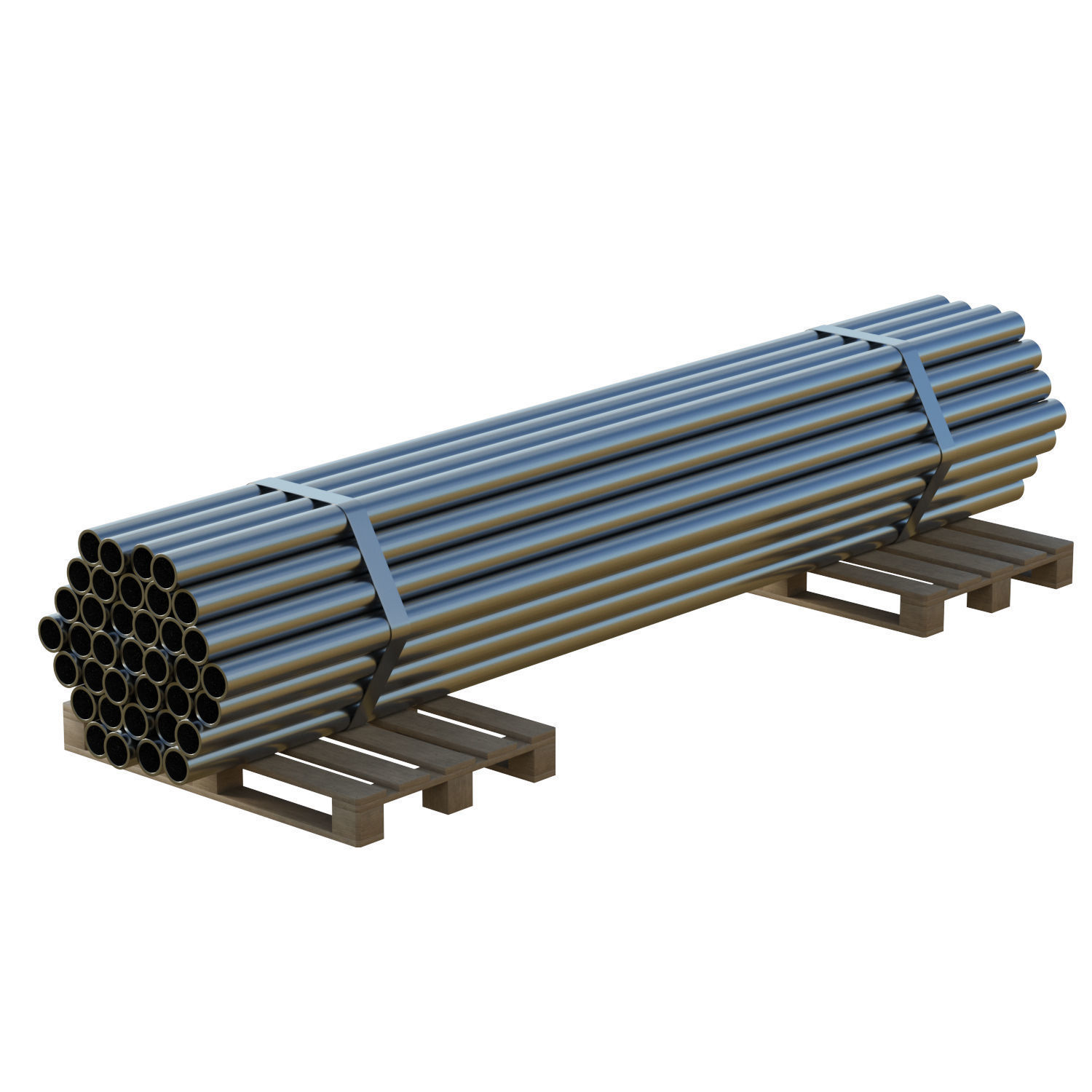 Steel Bars On Pallet Low-poly 3D model_8
