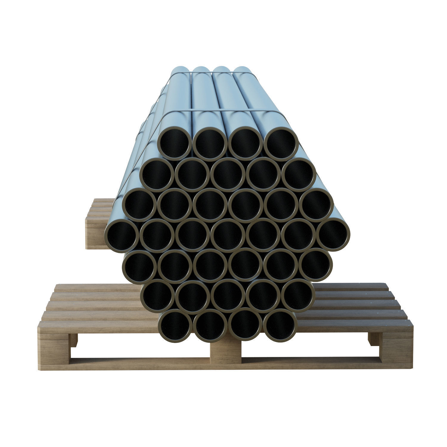 Steel Bars On Pallet Low-poly 3D model_3