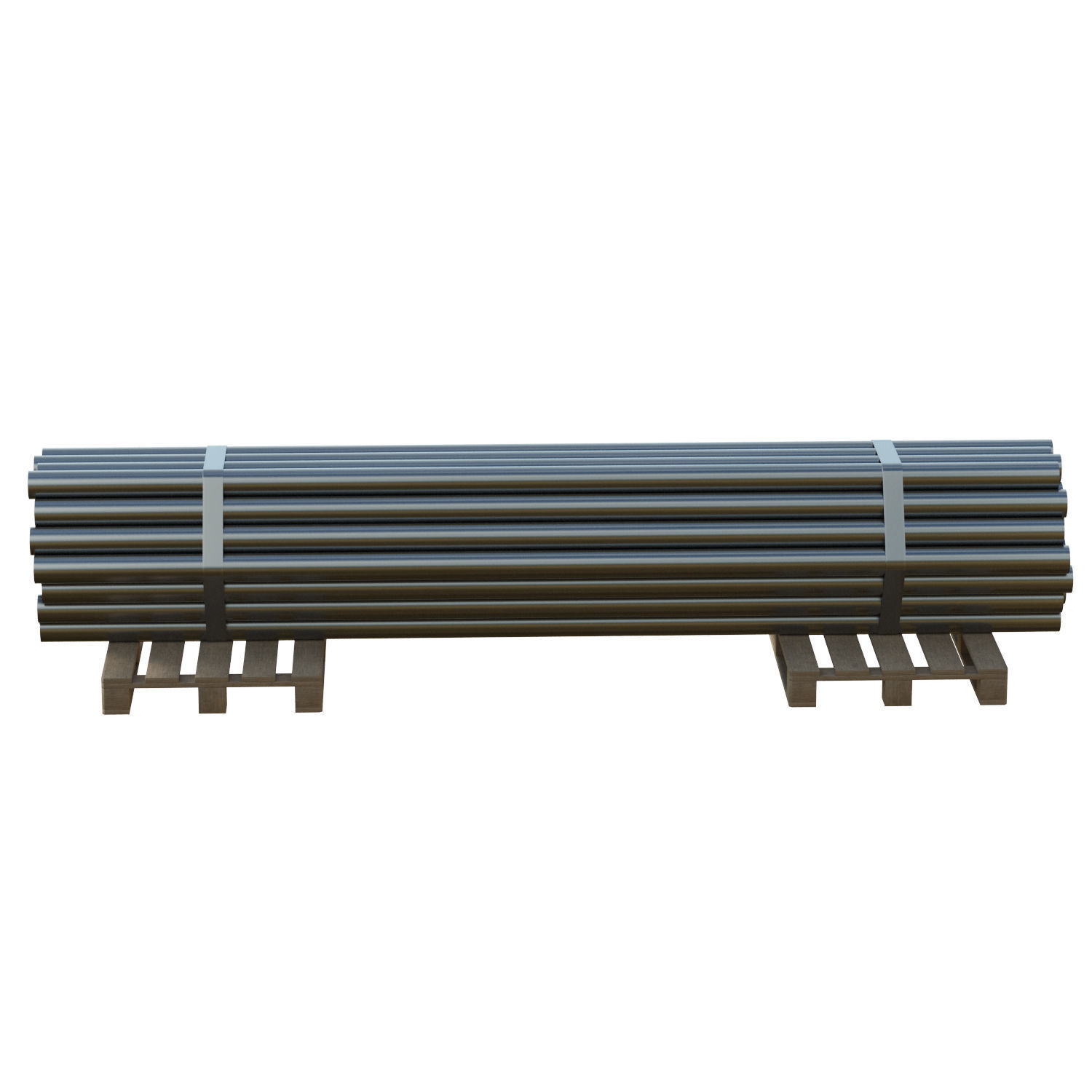 Steel Bars On Pallet Low-poly 3D model_1