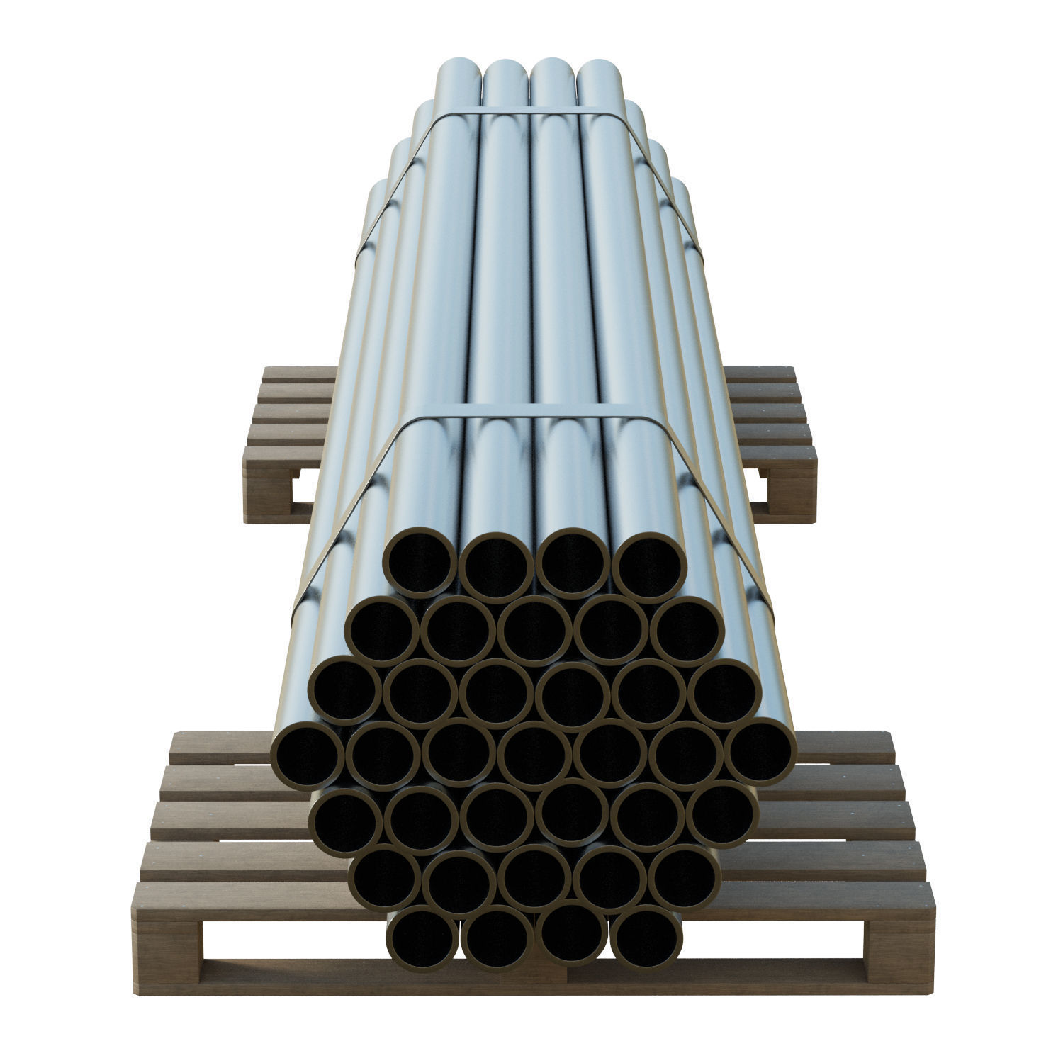Steel Bars On Pallet Low-poly 3D model_4