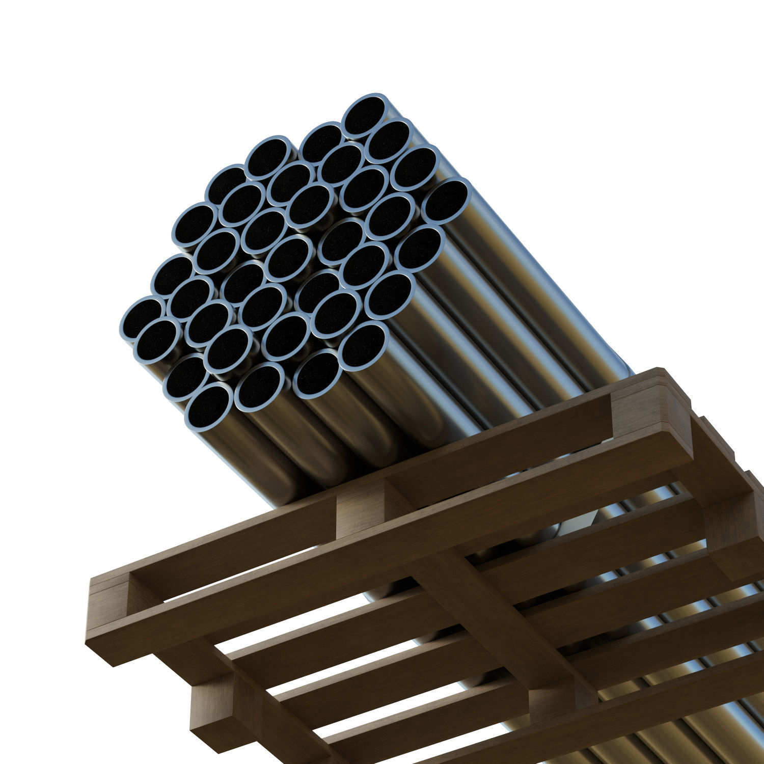 Steel Bars On Pallet Low-poly 3D model_7