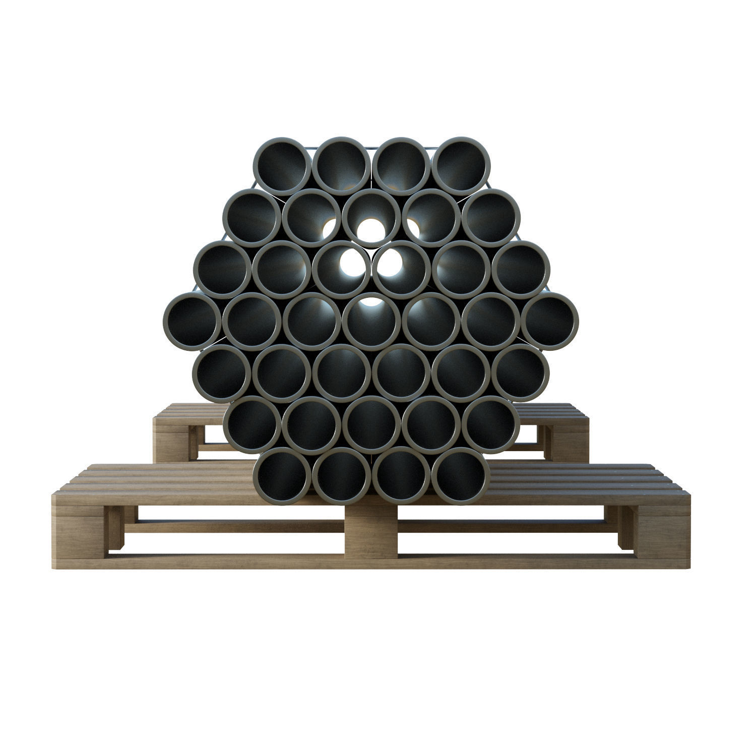 Steel Bars On Pallet Low-poly 3D model_10