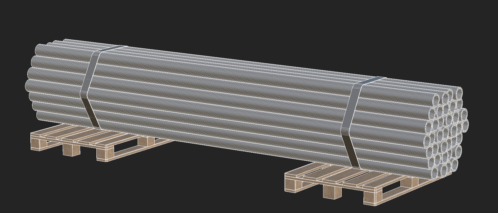 Steel Bars On Pallet Low-poly 3D model_16