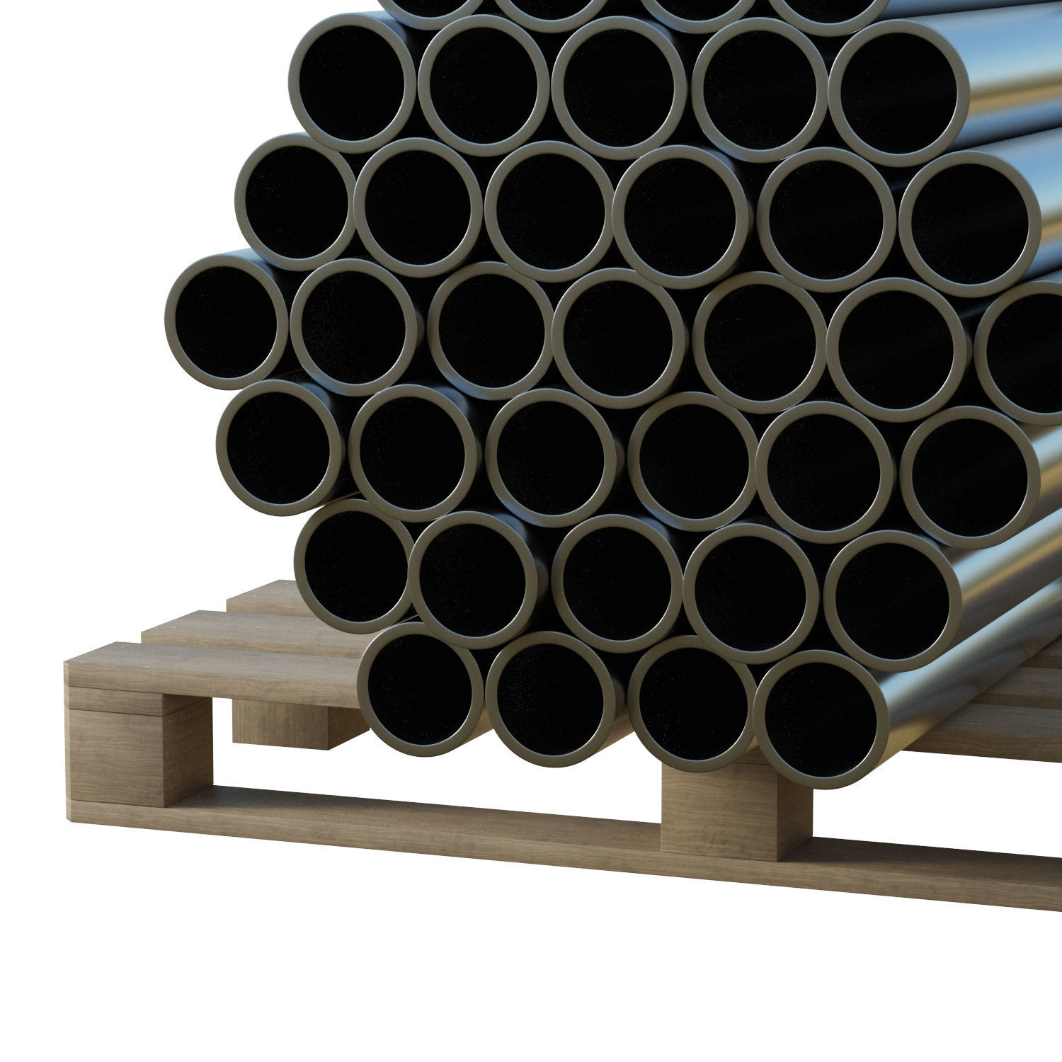 Steel Bars On Pallet Low-poly 3D model_6