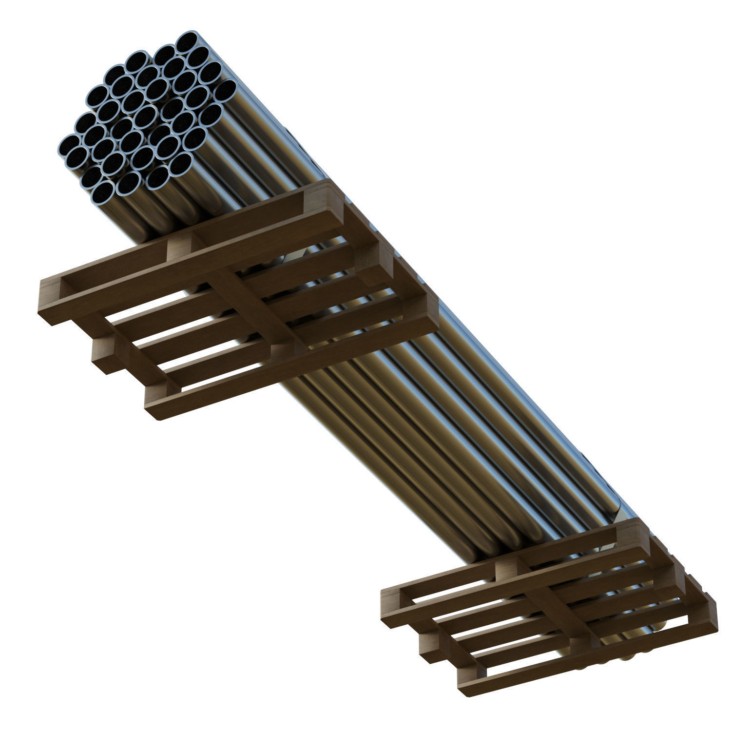 Steel Bars On Pallet Low-poly 3D model_9