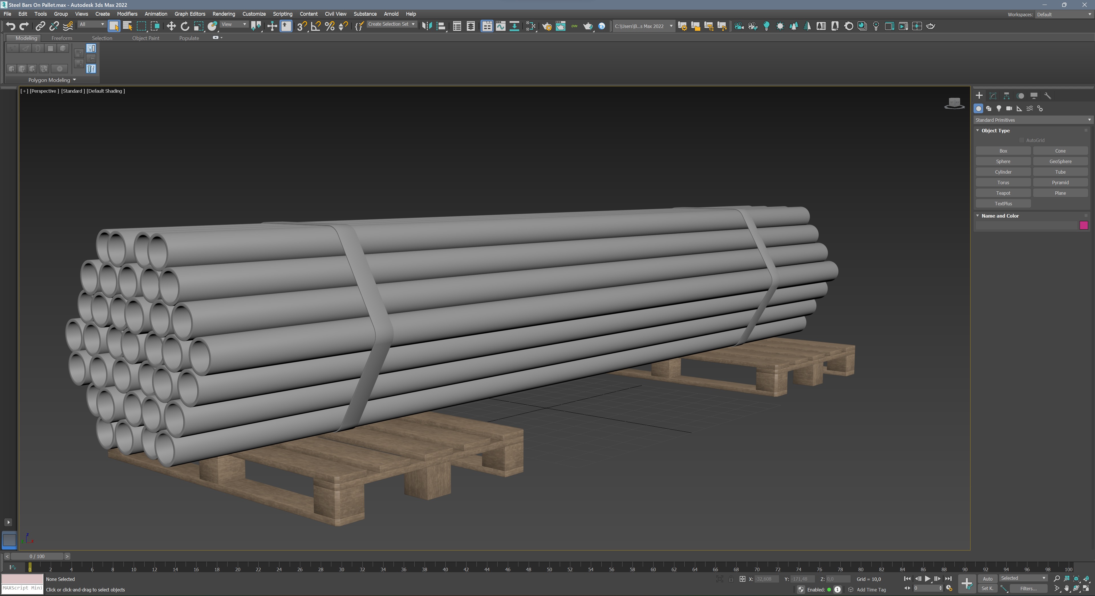 Steel Bars On Pallet Low-poly 3D model_12