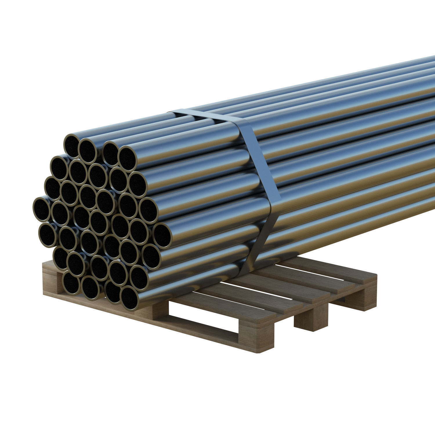 Steel Bars On Pallet Low-poly 3D model_11