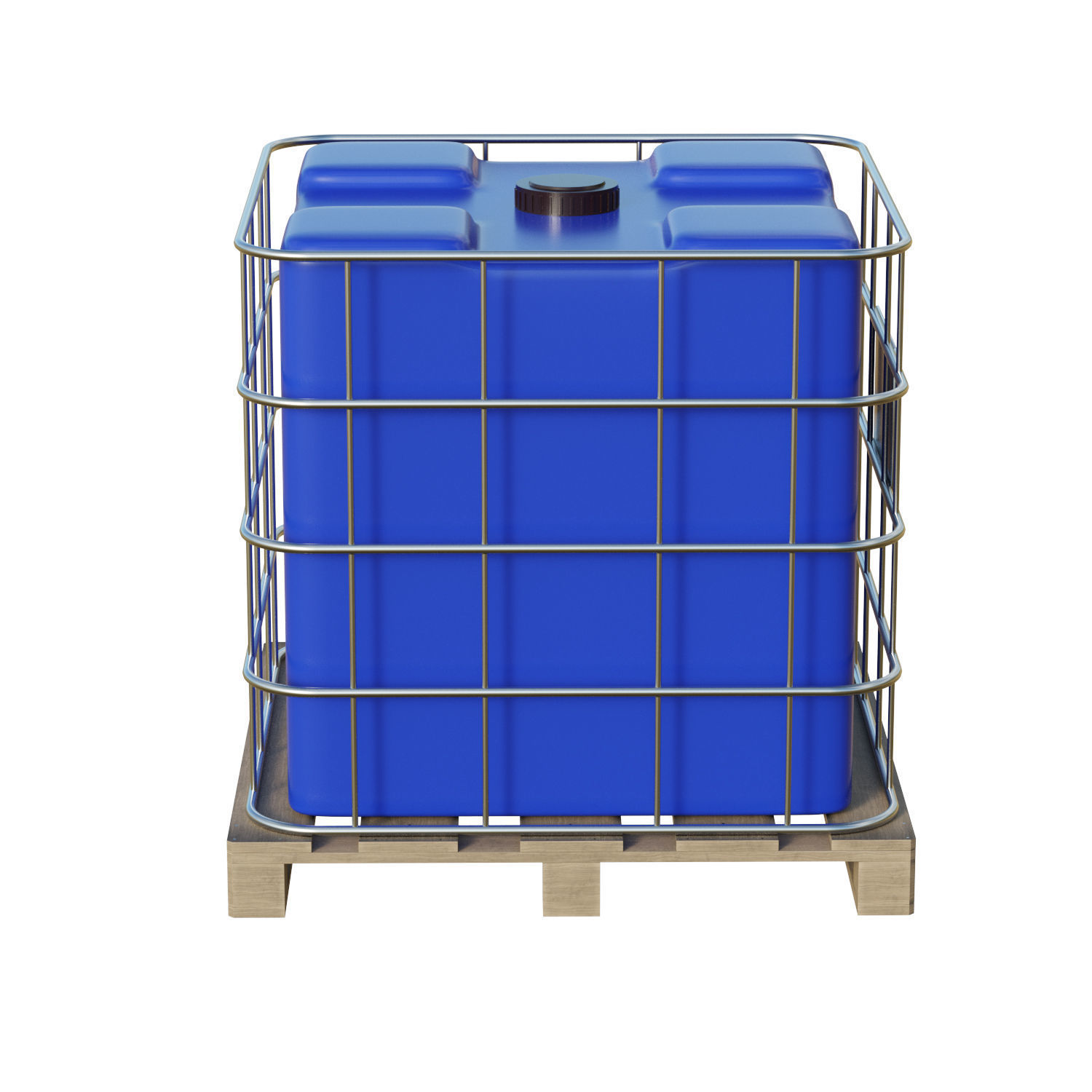 Plastic Water Tank On Pallet Low-poly 3D model_4