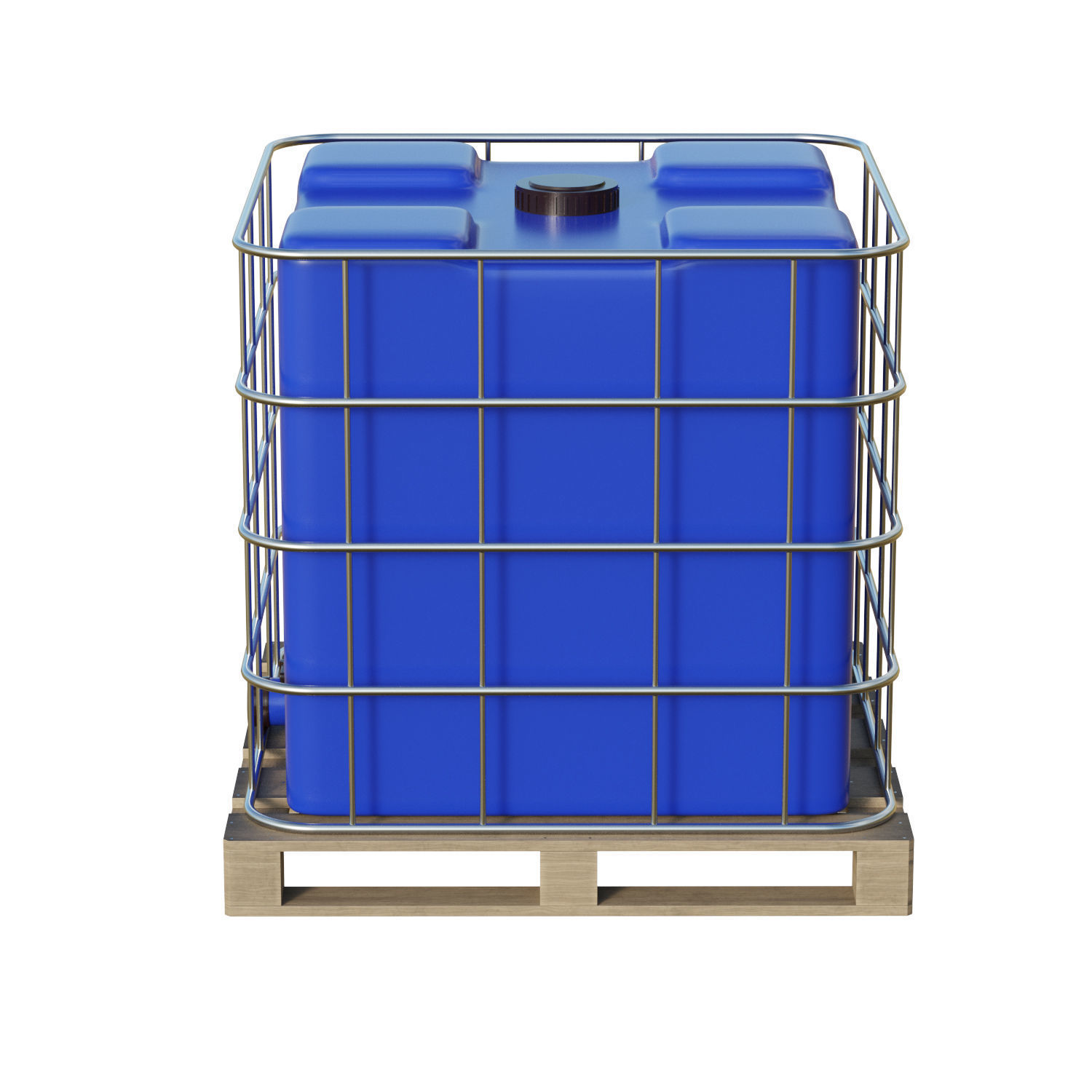 Plastic Water Tank On Pallet Low-poly 3D model_2