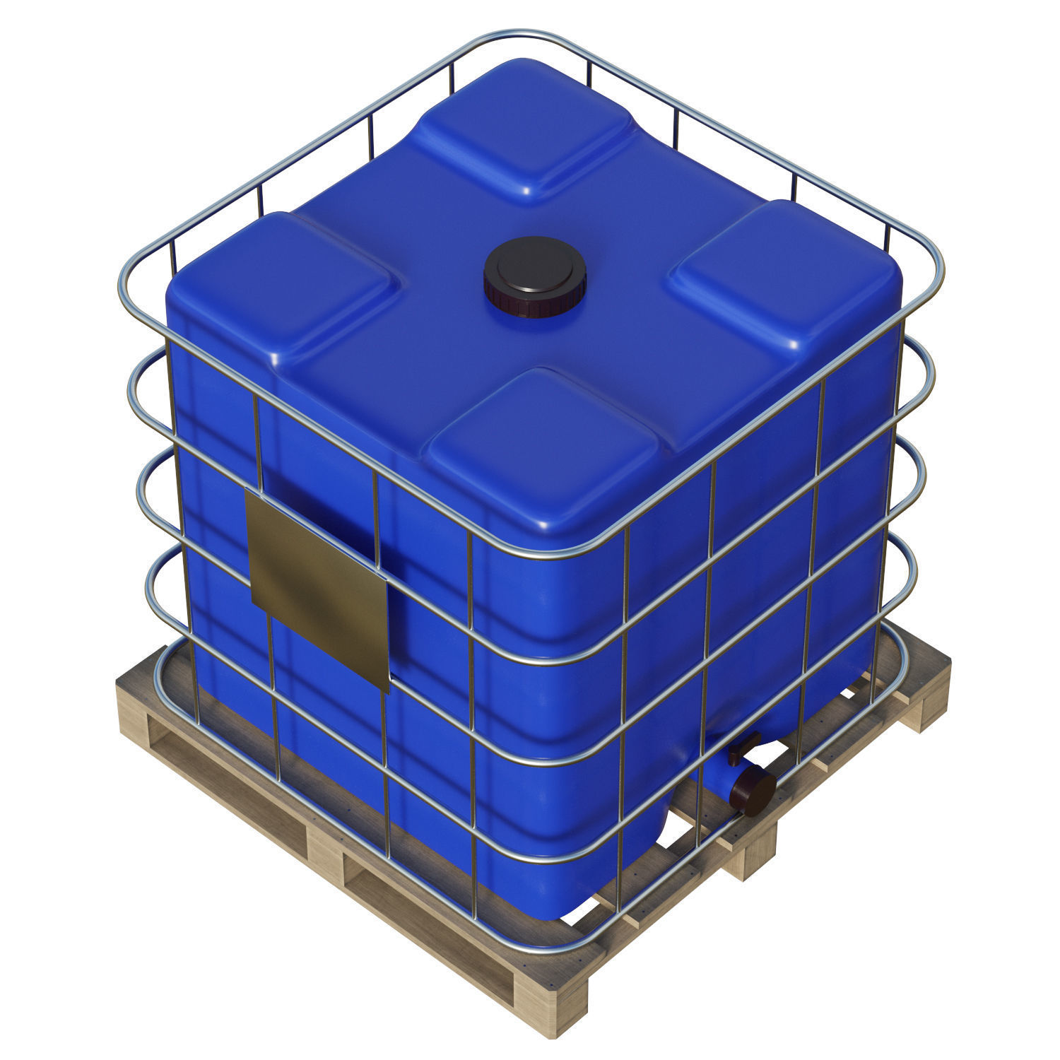 Plastic Water Tank On Pallet Low-poly 3D model_8
