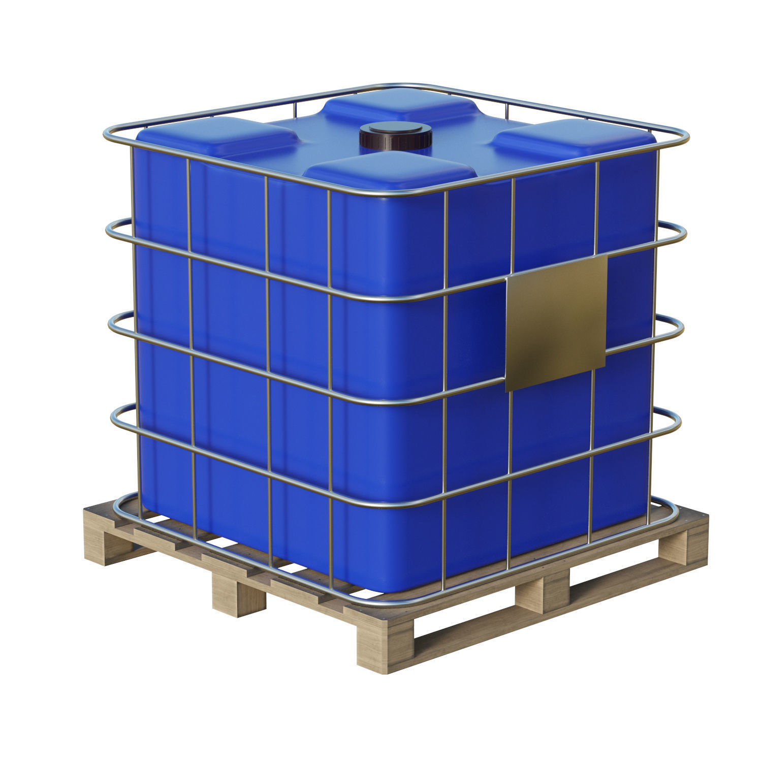 Plastic Water Tank On Pallet Low-poly 3D model_5