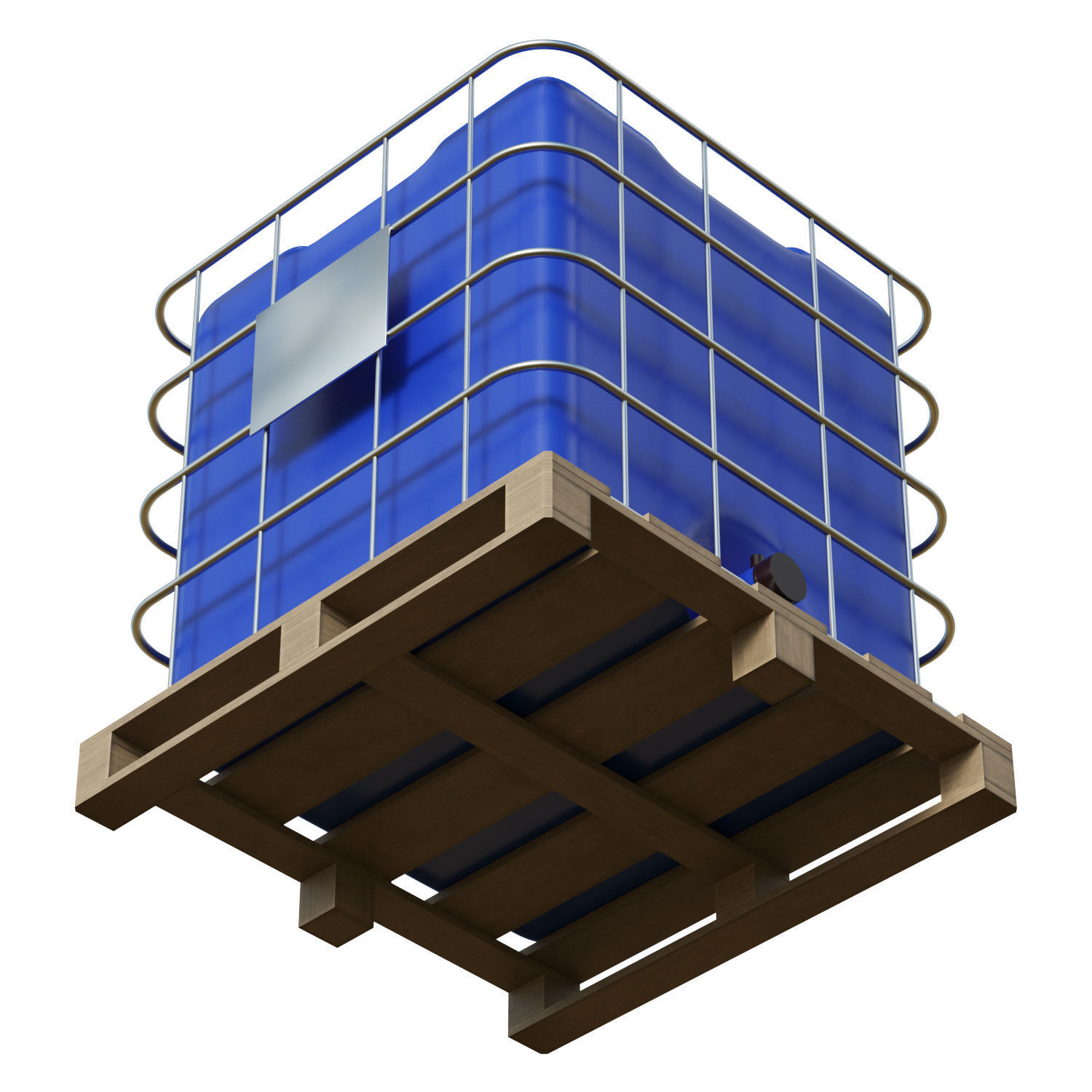 Plastic Water Tank On Pallet Low-poly 3D model_7