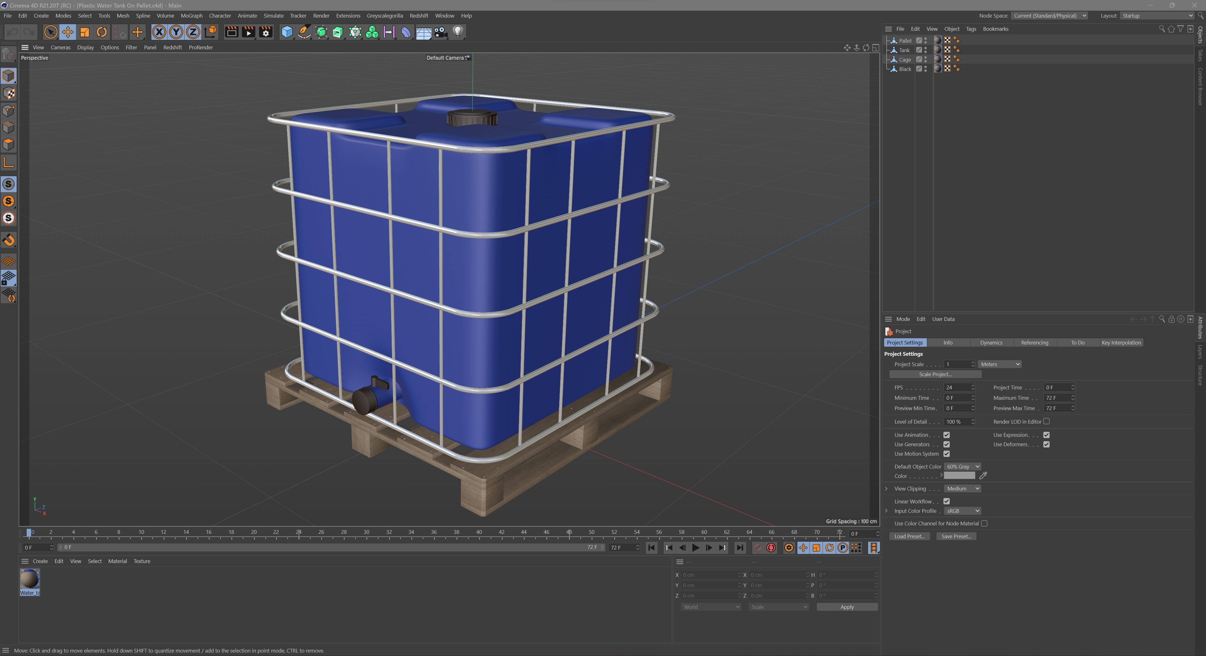 Plastic Water Tank On Pallet Low-poly 3D model_13
