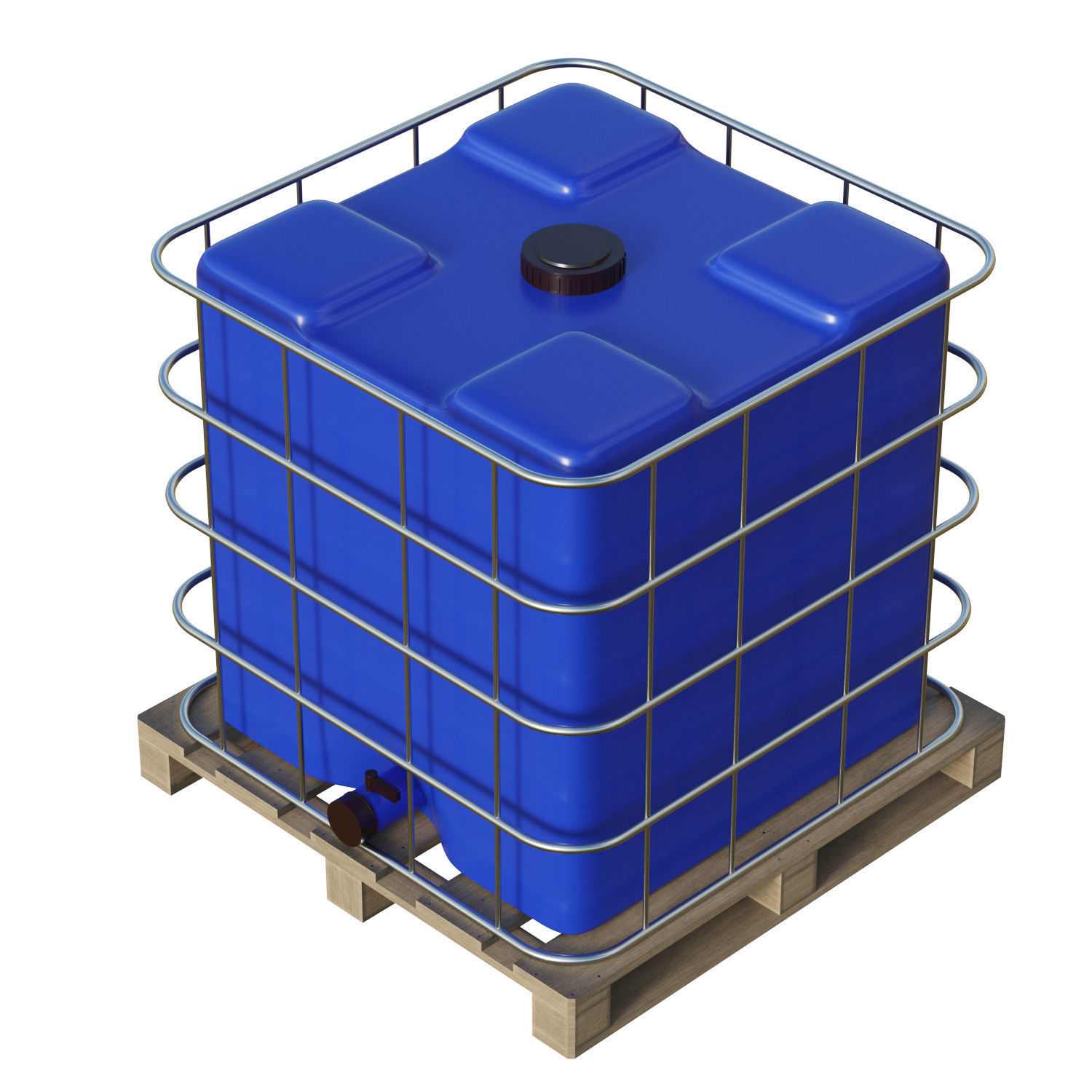 Plastic Water Tank On Pallet Low-poly 3D model_9