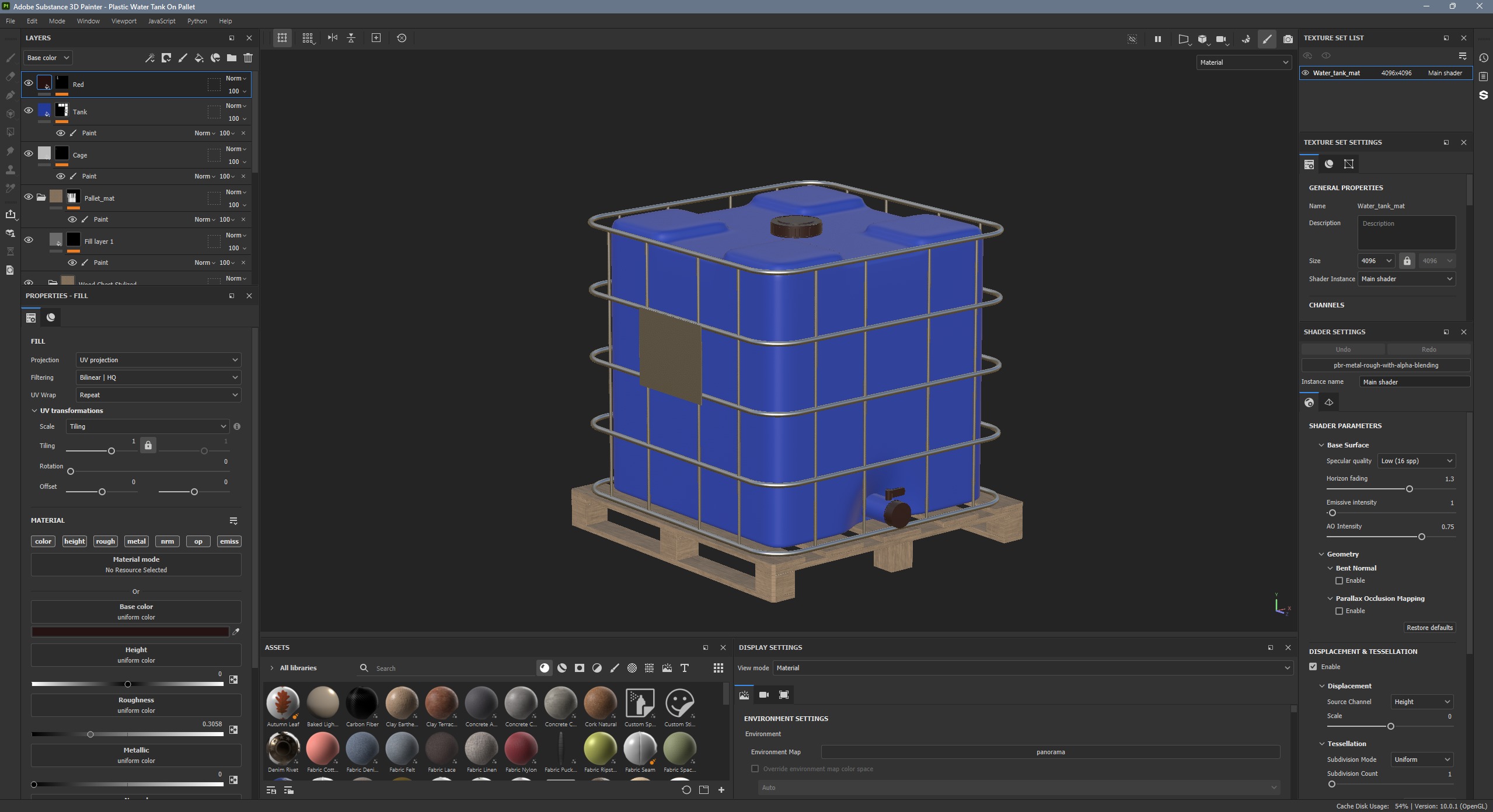 Plastic Water Tank On Pallet Low-poly 3D model_15