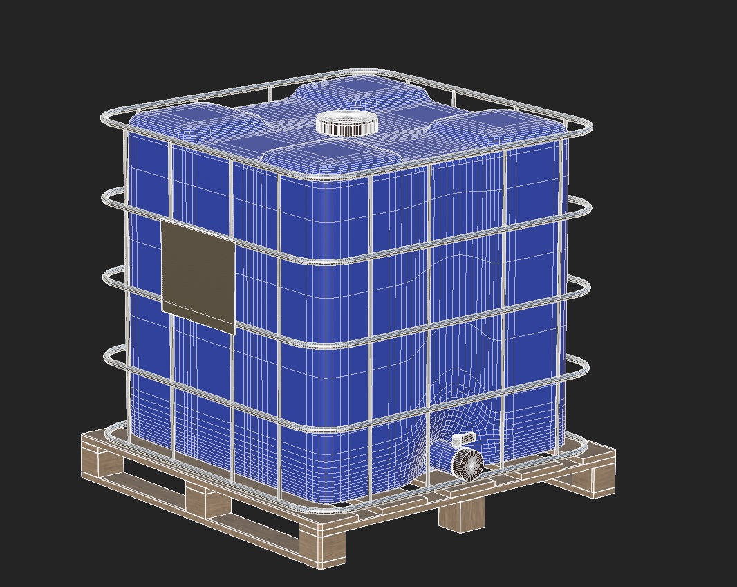 Plastic Water Tank On Pallet Low-poly 3D model_16