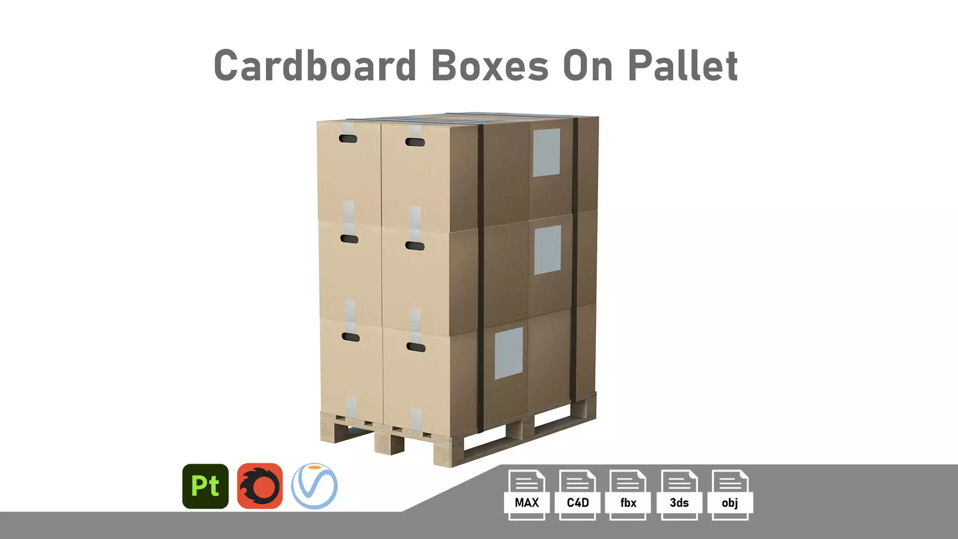 Cardboard Boxes On Pallet Low-poly 3D model_0