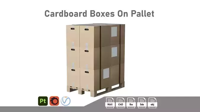 Cardboard Boxes On Pallet Low-poly 3D model