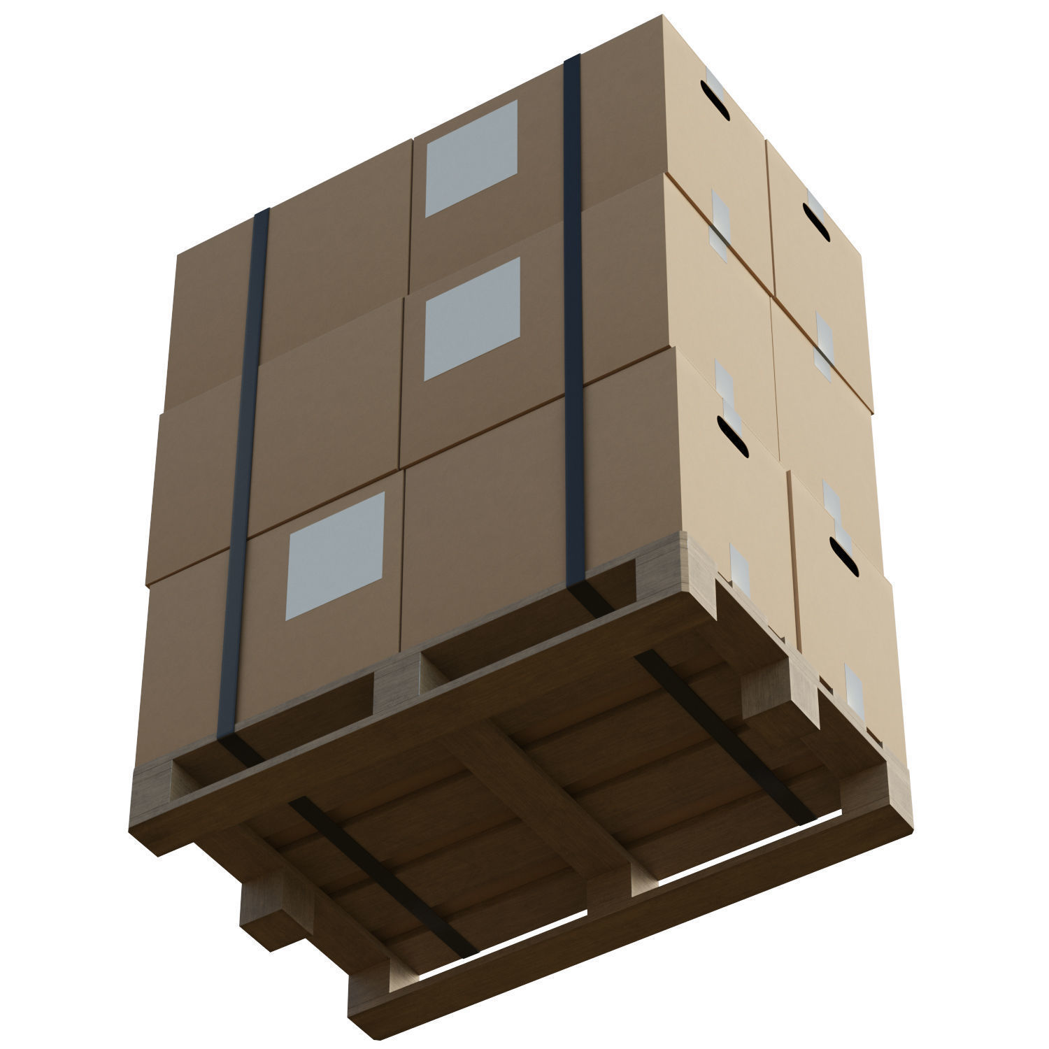 Cardboard Boxes On Pallet Low-poly 3D model_6