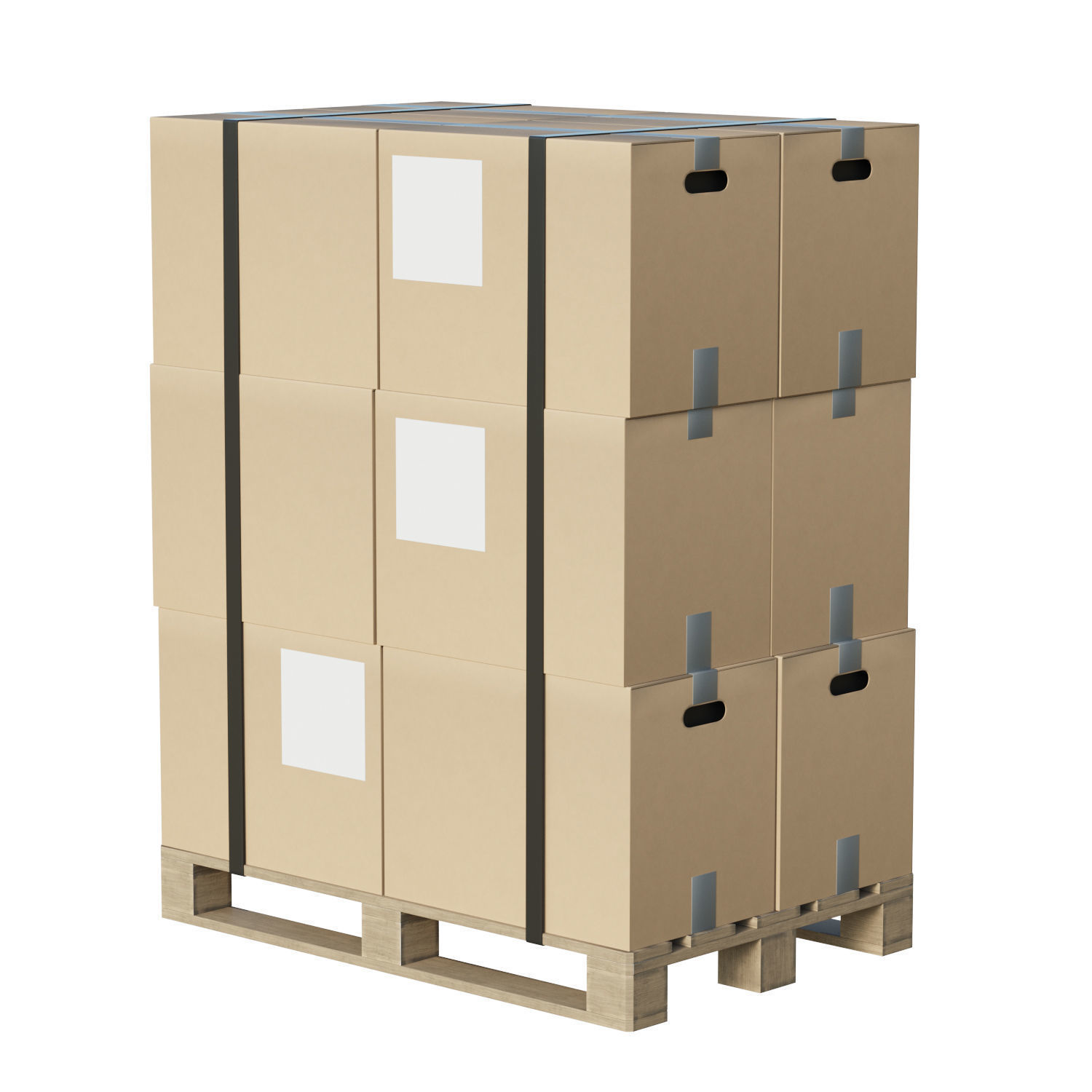 Cardboard Boxes On Pallet Low-poly 3D model_3