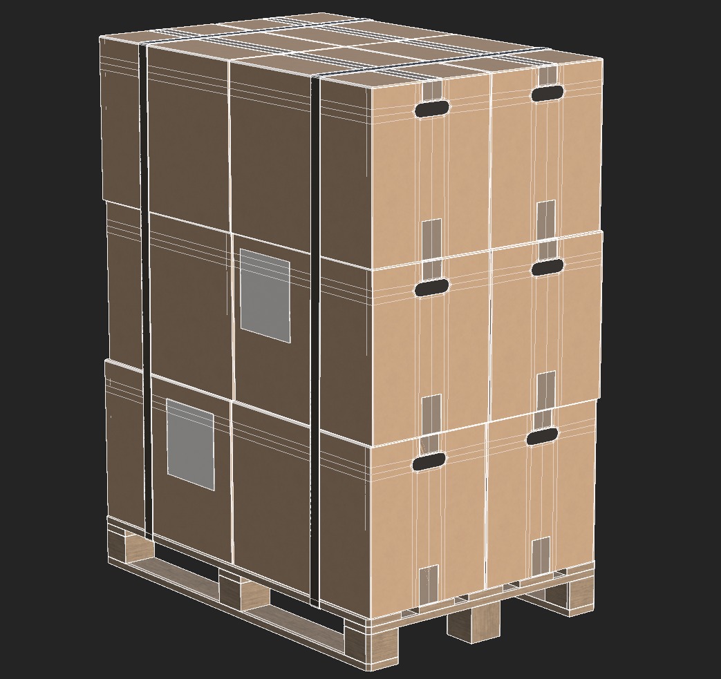 Cardboard Boxes On Pallet Low-poly 3D model_15