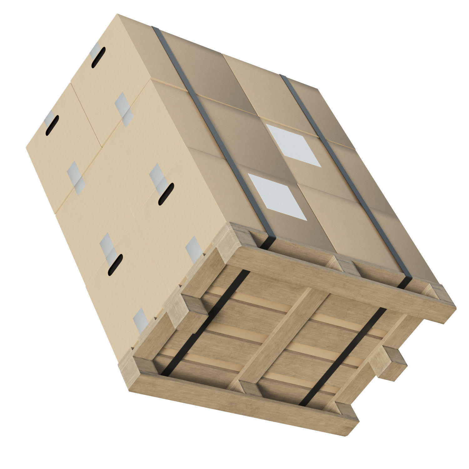 Cardboard Boxes On Pallet Low-poly 3D model_8