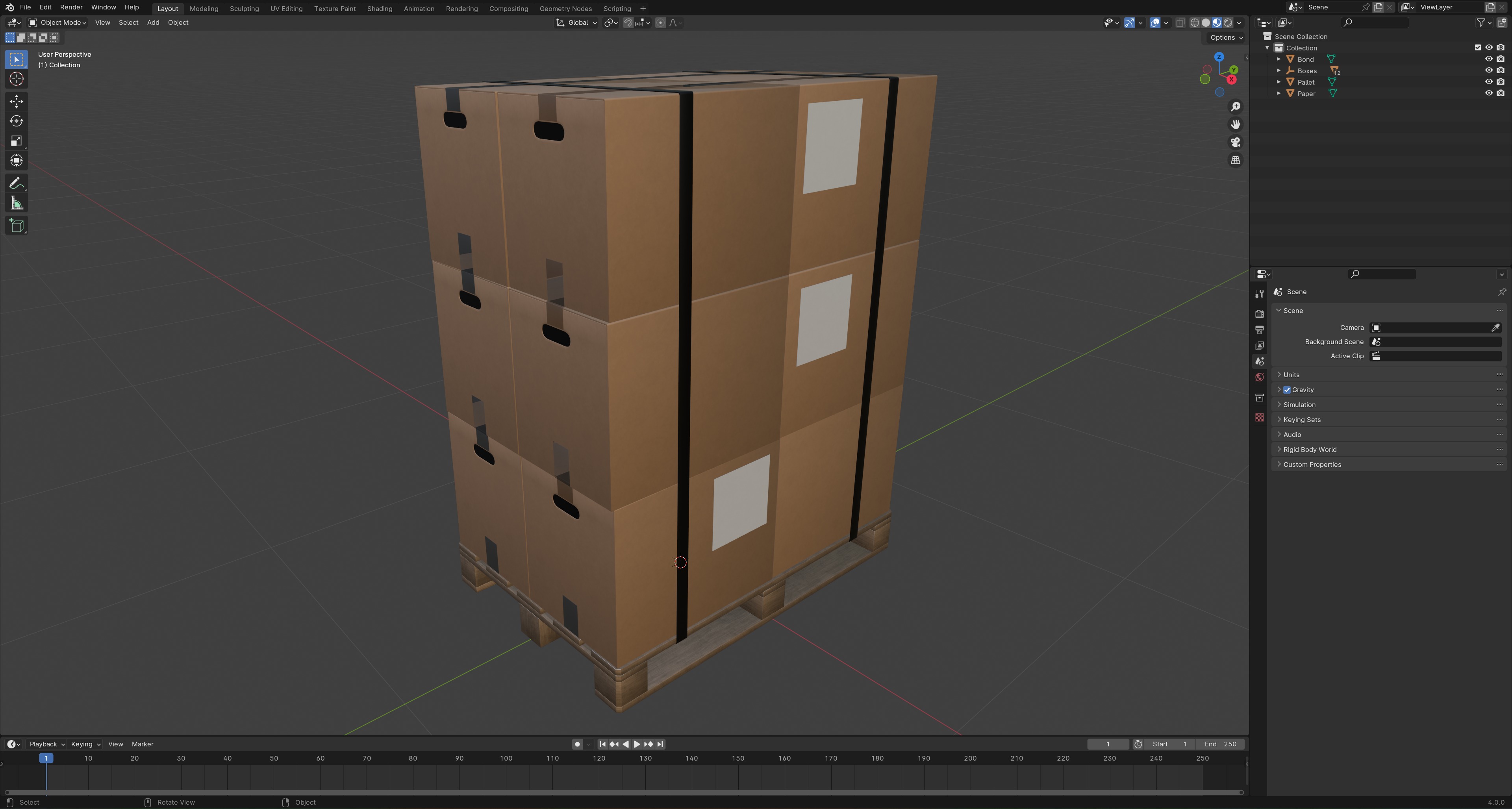 Cardboard Boxes On Pallet Low-poly 3D model_11