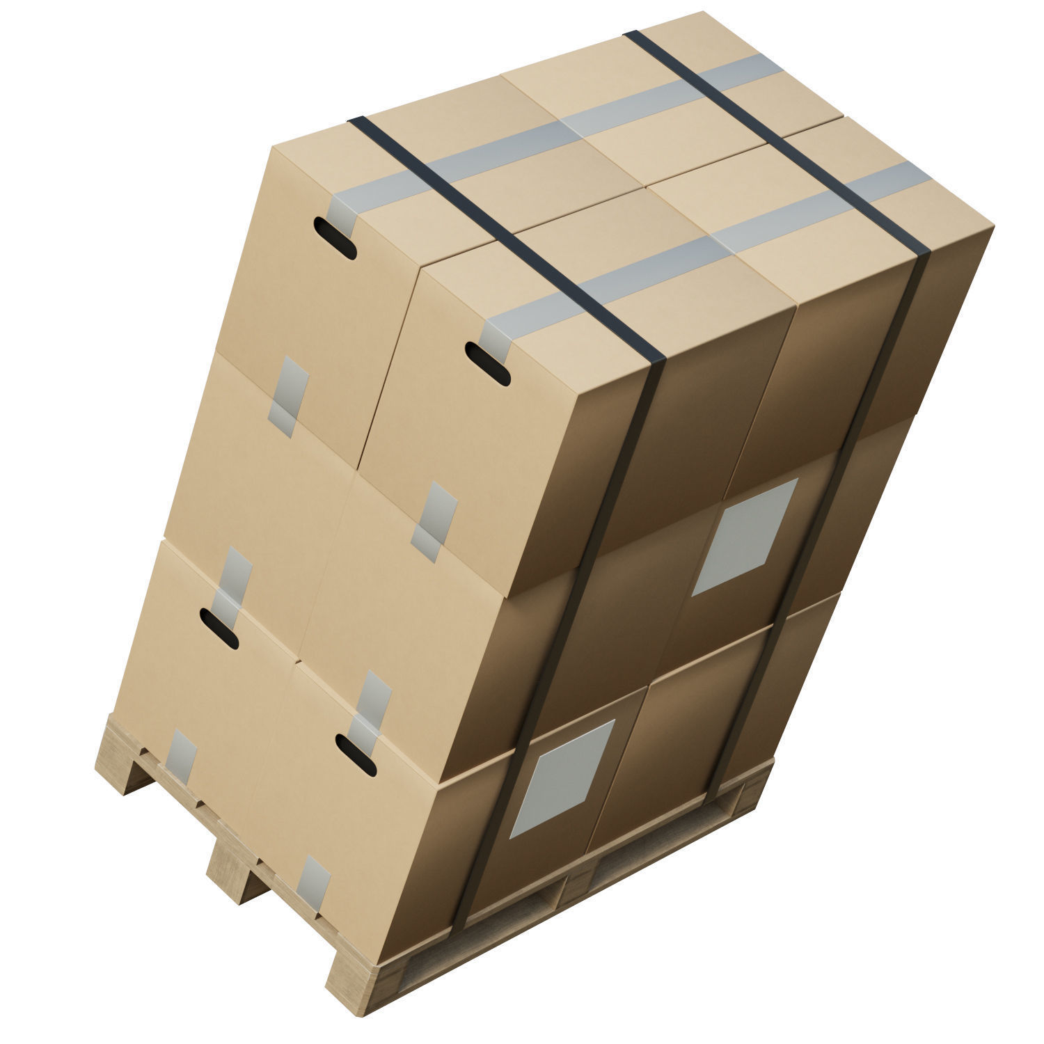 Cardboard Boxes On Pallet Low-poly 3D model_7