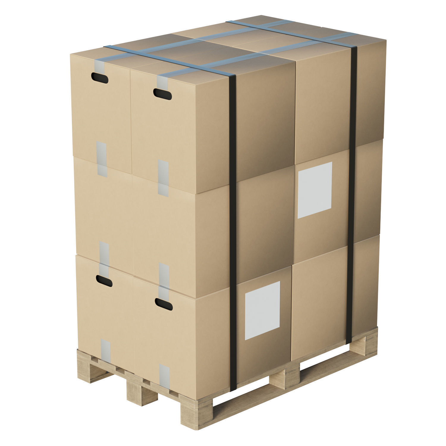Cardboard Boxes On Pallet Low-poly 3D model_5